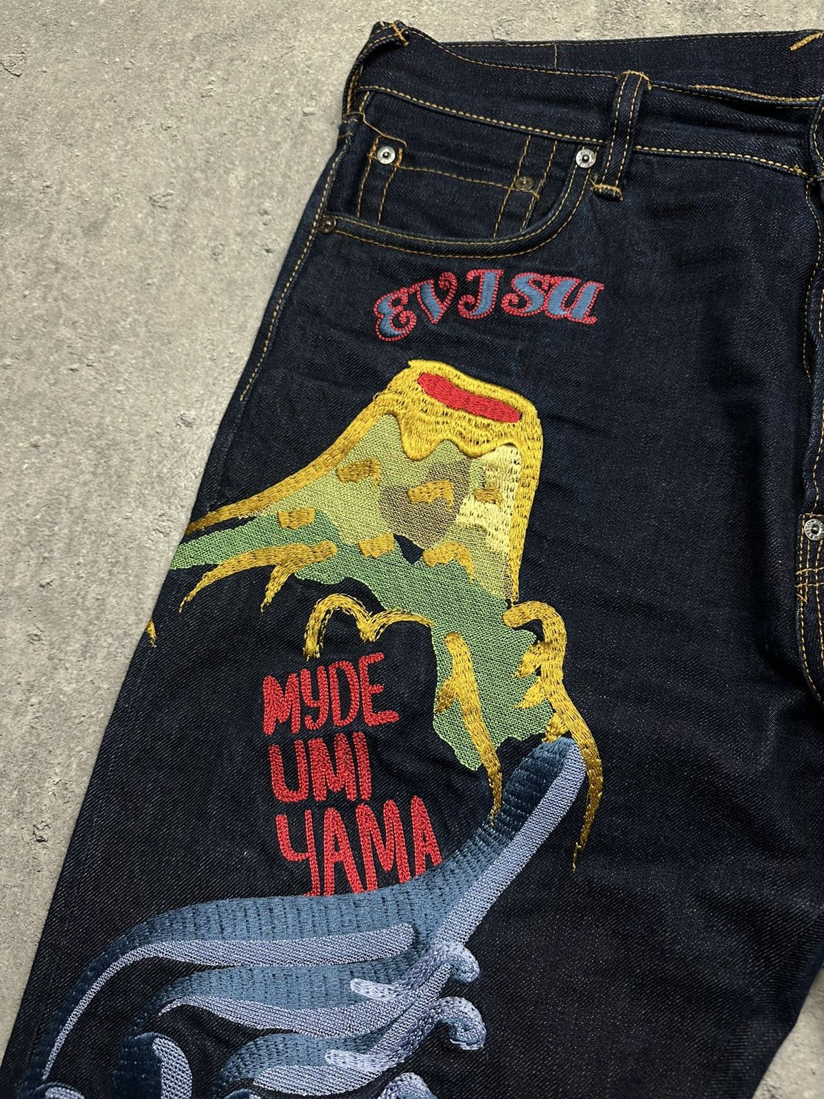 Evisu × Vintage Evisu blue navy half myde umi yama hawai vulcan Size US 36 / EU 52 - 4 Thumbnail