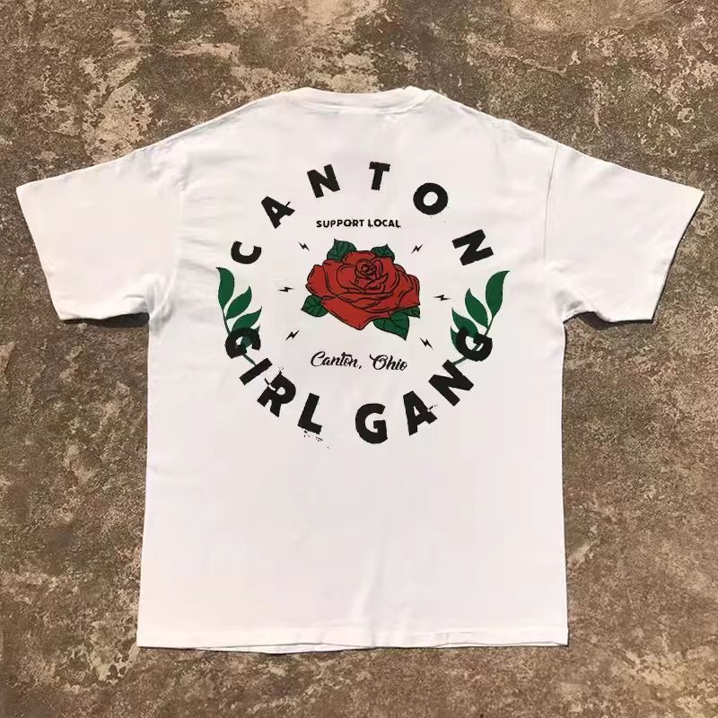Vintage White street washed retro rose print cotton t-shirt Size US M / EU 48-50 / 2 - 1 Thumbnail