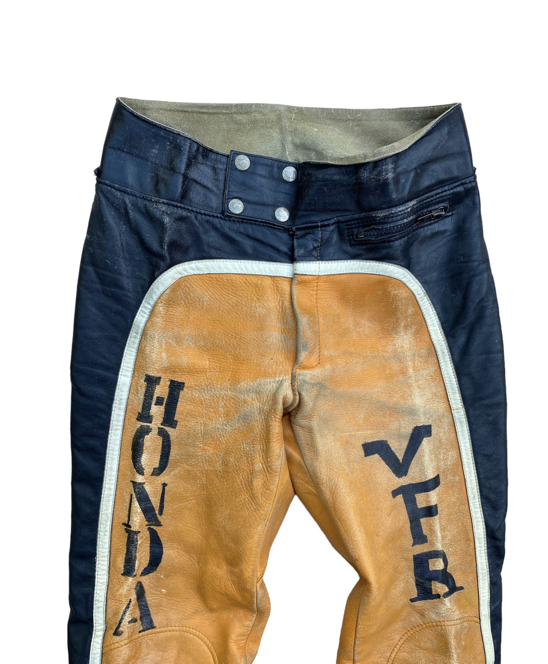 Genuine Leather Vintage 70s Furygan Moto Racing Distressed Leather Pants Size US 29 - 2 Thumbnail