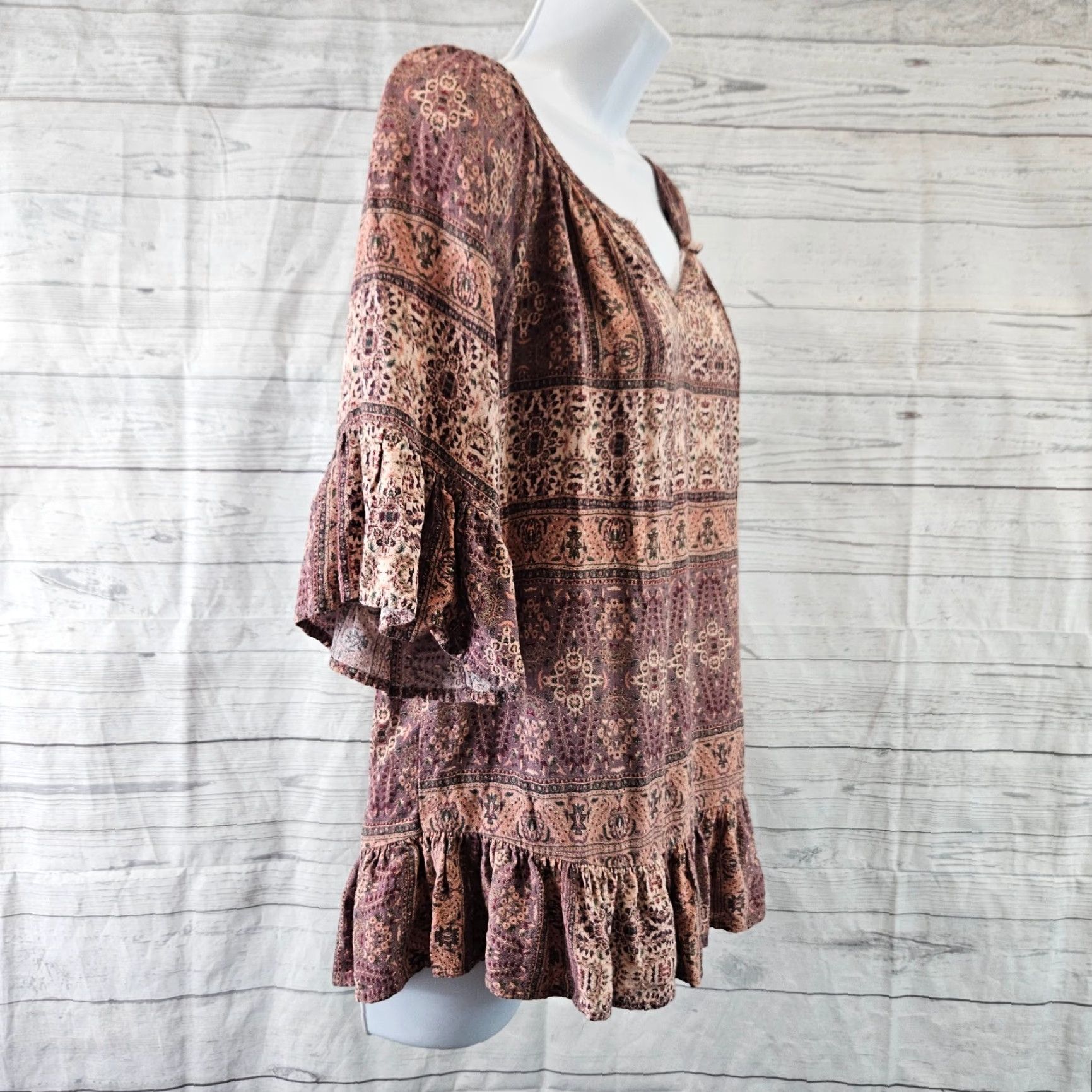 Vintage Knox Rose Womens Blouse M Purple Pink Rayon Half Sleeves Shirt Women Size M / US 6-8 / IT 42-44 - 3 Thumbnail