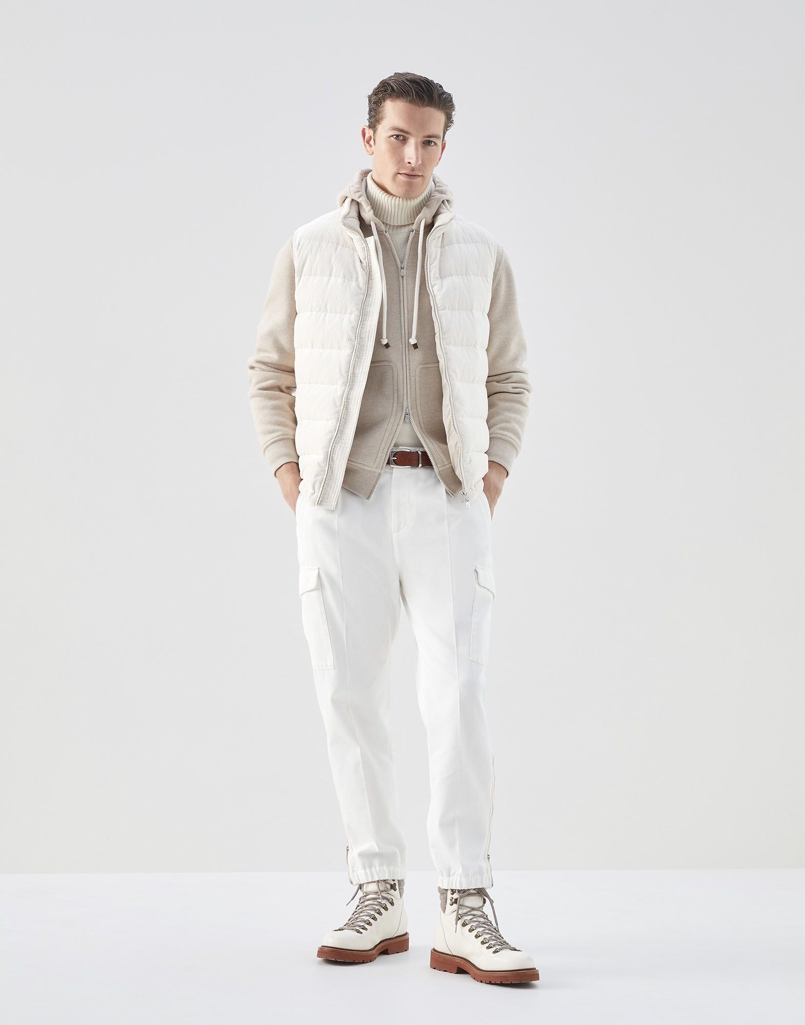 Brunello Cucinelli o1w1db10924 Cardigan Sweatshirt in Beige Size US XXL / EU 58 / 5 - 2 Thumbnail