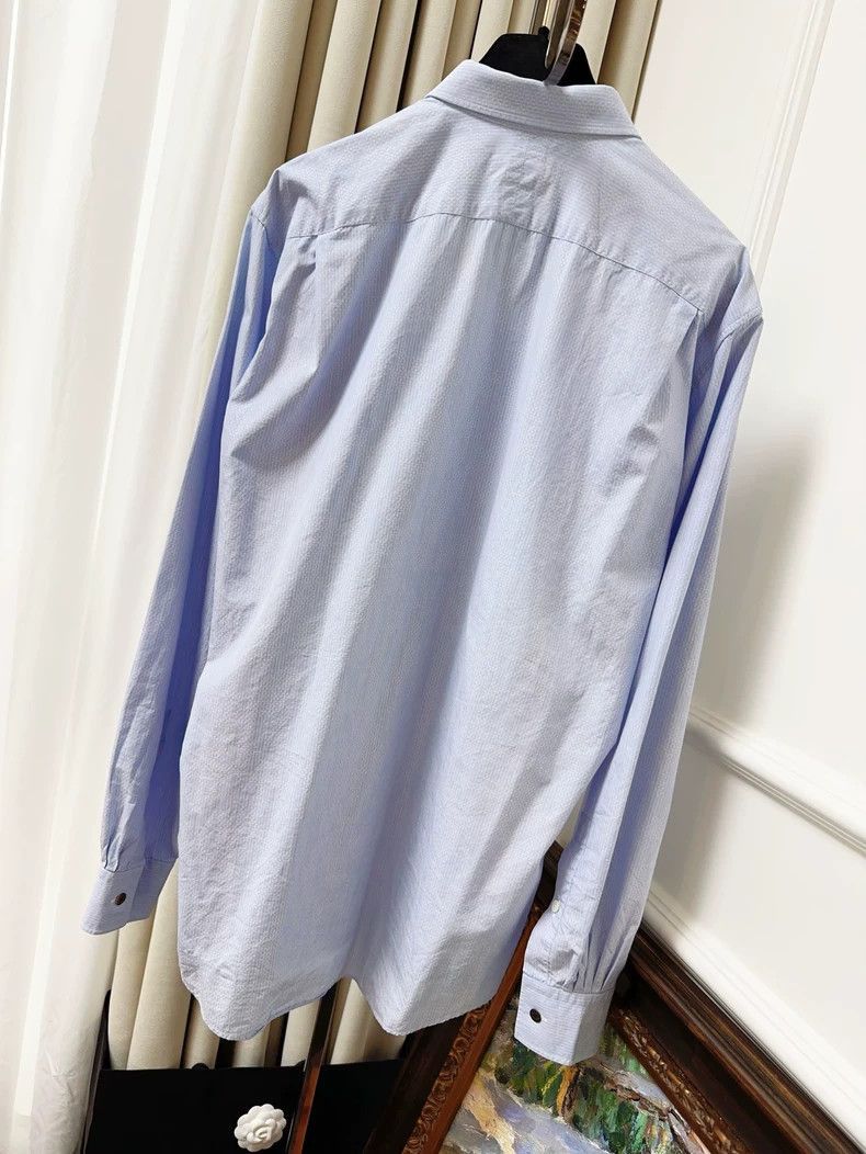 Hermes Hermes Blue Striped Long Sleeve Shirt-2506 Size US M / EU 48-50 / 2 - 2 Thumbnail