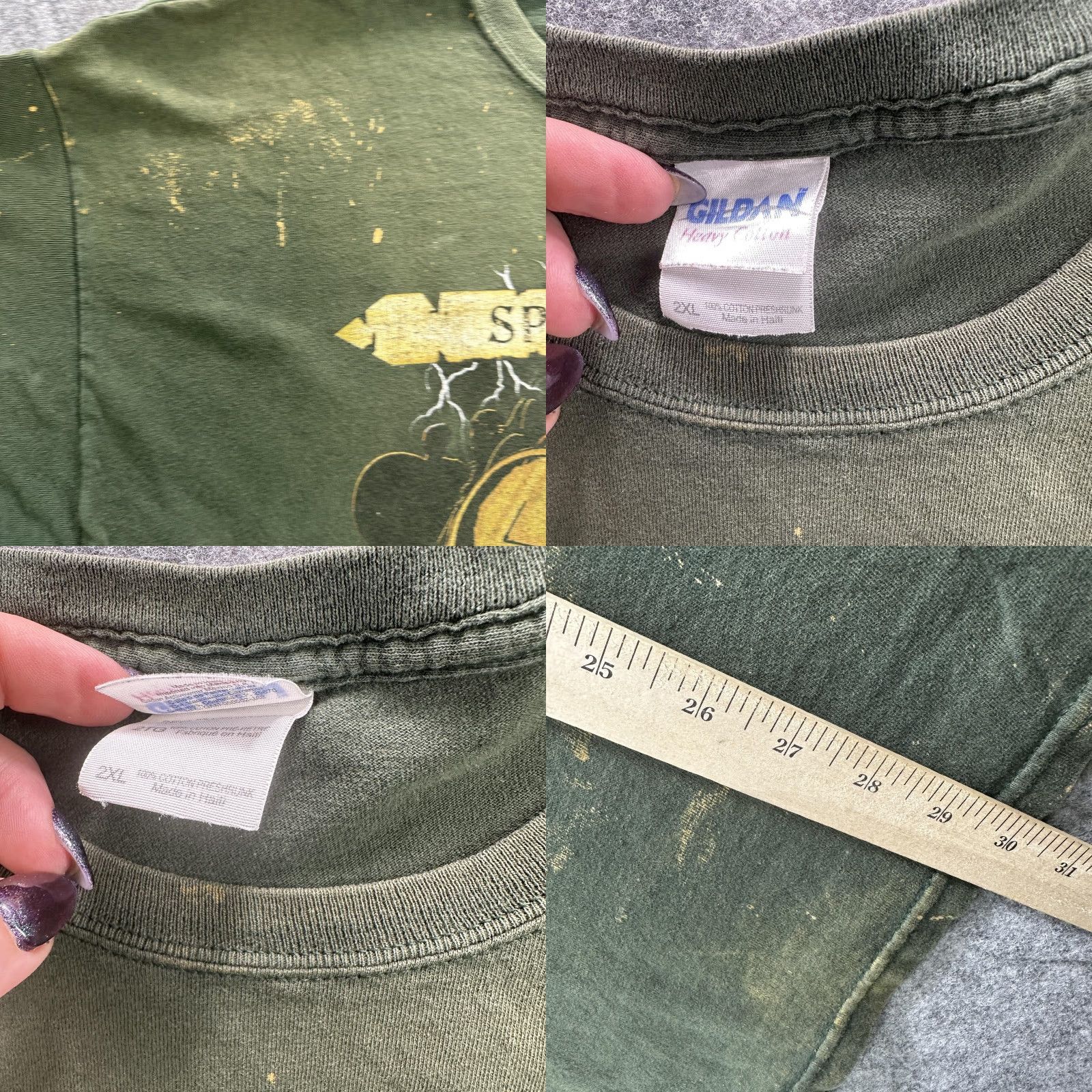 Gildan Spartan Cavalry Shirt Mens 2XL Gildan Green Graphic Military Soldier Distressed Tee Size US XXL / EU 58 / 5 - 8 Thumbnail