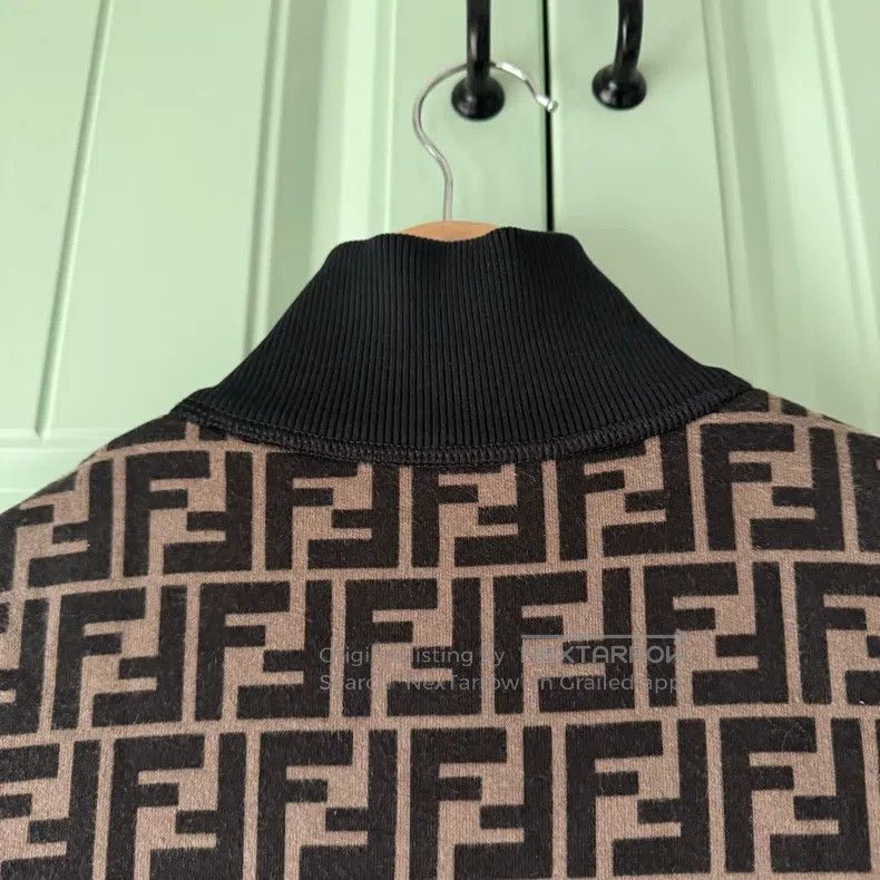 Fendi Fendi Monogram Printed Zip-up Jacket - 100% Cotton - Stand Size S / US 4 / IT 40 - 8 Thumbnail