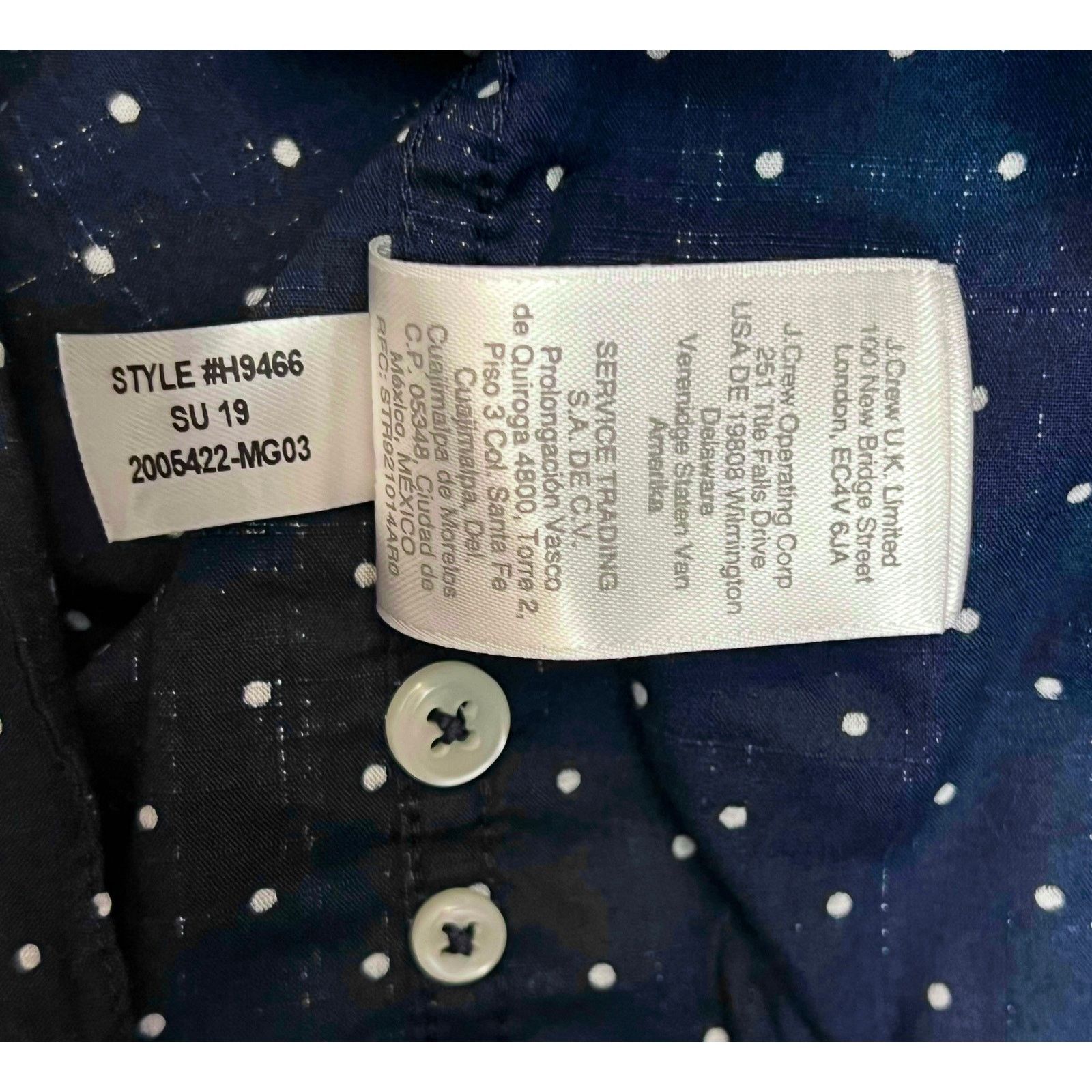 J.Crew J.Crew Classic Fit Polka Dot Short Sleeve Shirt Navy Blue Size US M / EU 48-50 / 2 - 8 Thumbnail
