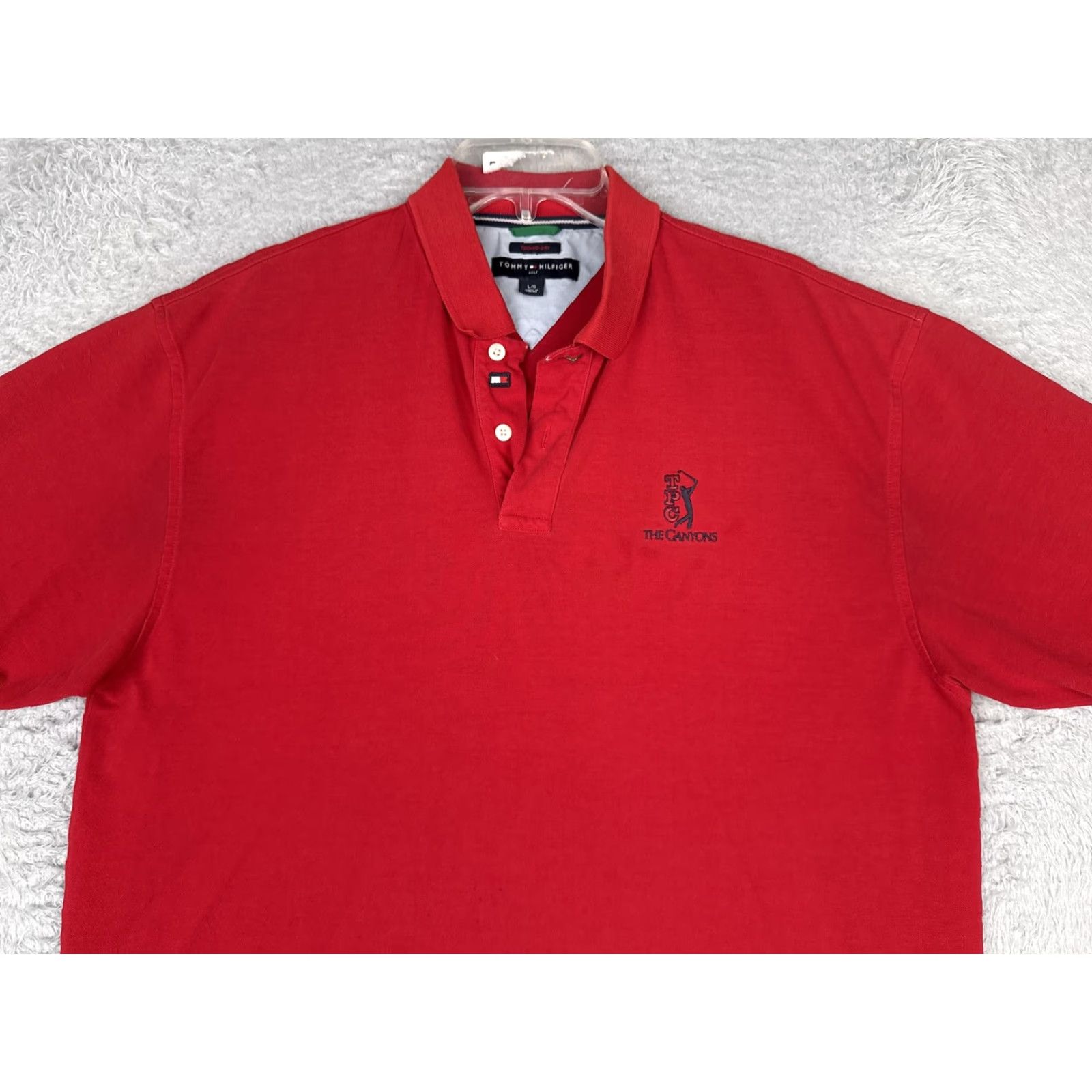 Tommy Hilfiger Tommy Hilfiger Polo Shirt Mens Large Red Cotton Techno-Dry Golf TPC The Canyons Size US L / EU 52-54 / 3 - 4 Thumbnail
