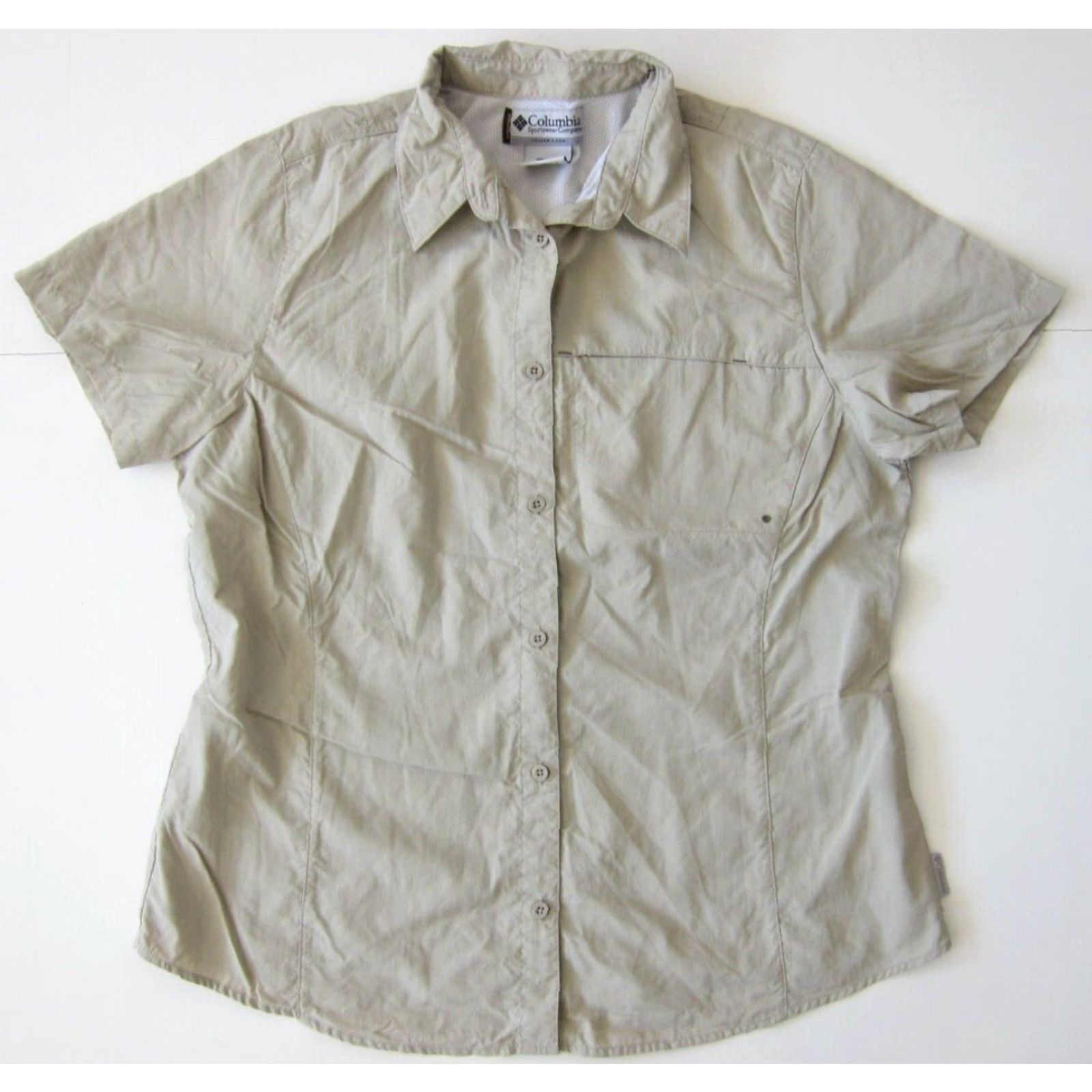 Vintage Columbia Nylon Beige Brown Vent Zip Pocket Button Down Short Sleeve Blouse XL Size XL / US 12-14 / IT 48-50 - 7 Thumbnail