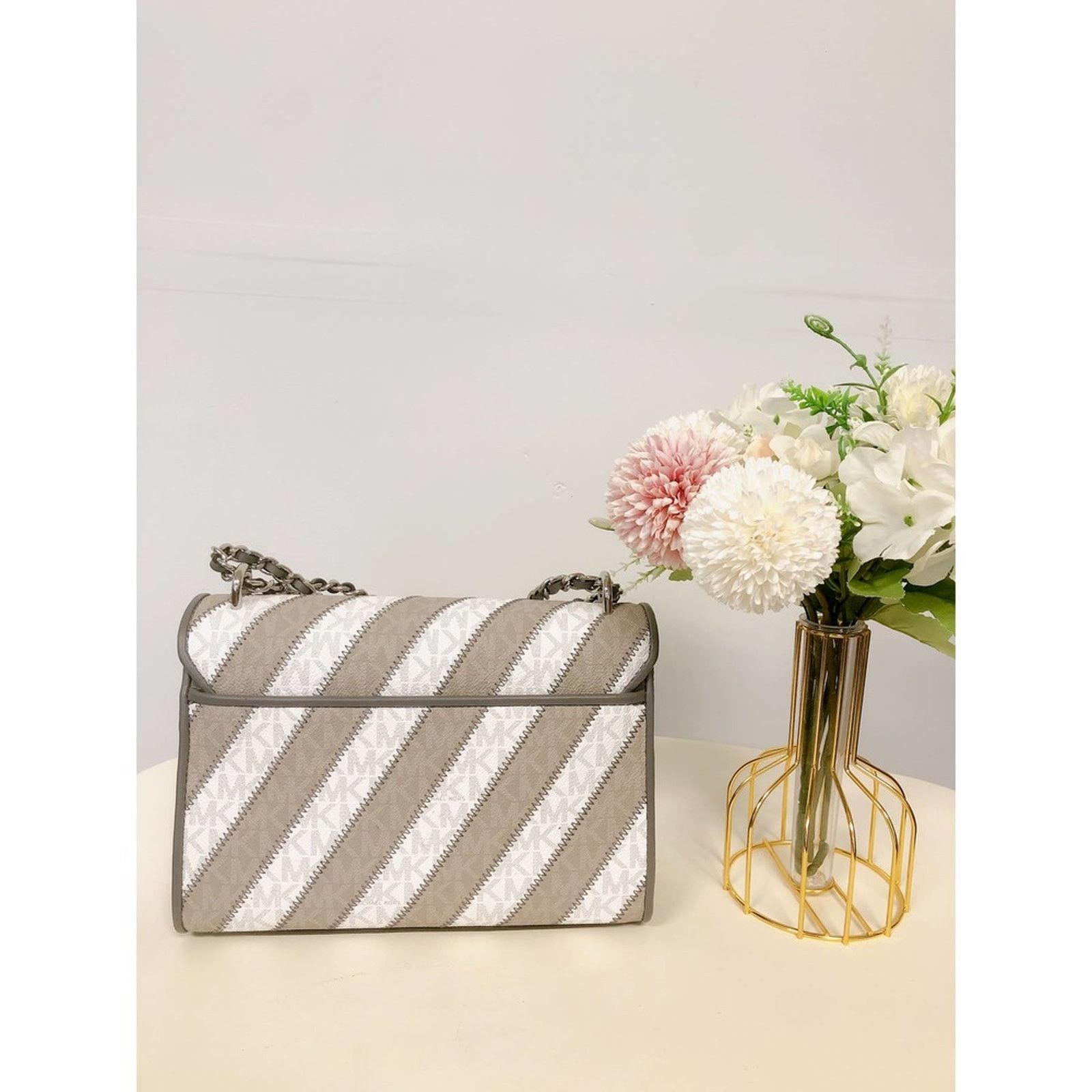 Michael Kors Michael Kors 35F0SX0L2L Rose Striped Sig MD Flap Shoulder Size ONE SIZE - 3 Thumbnail