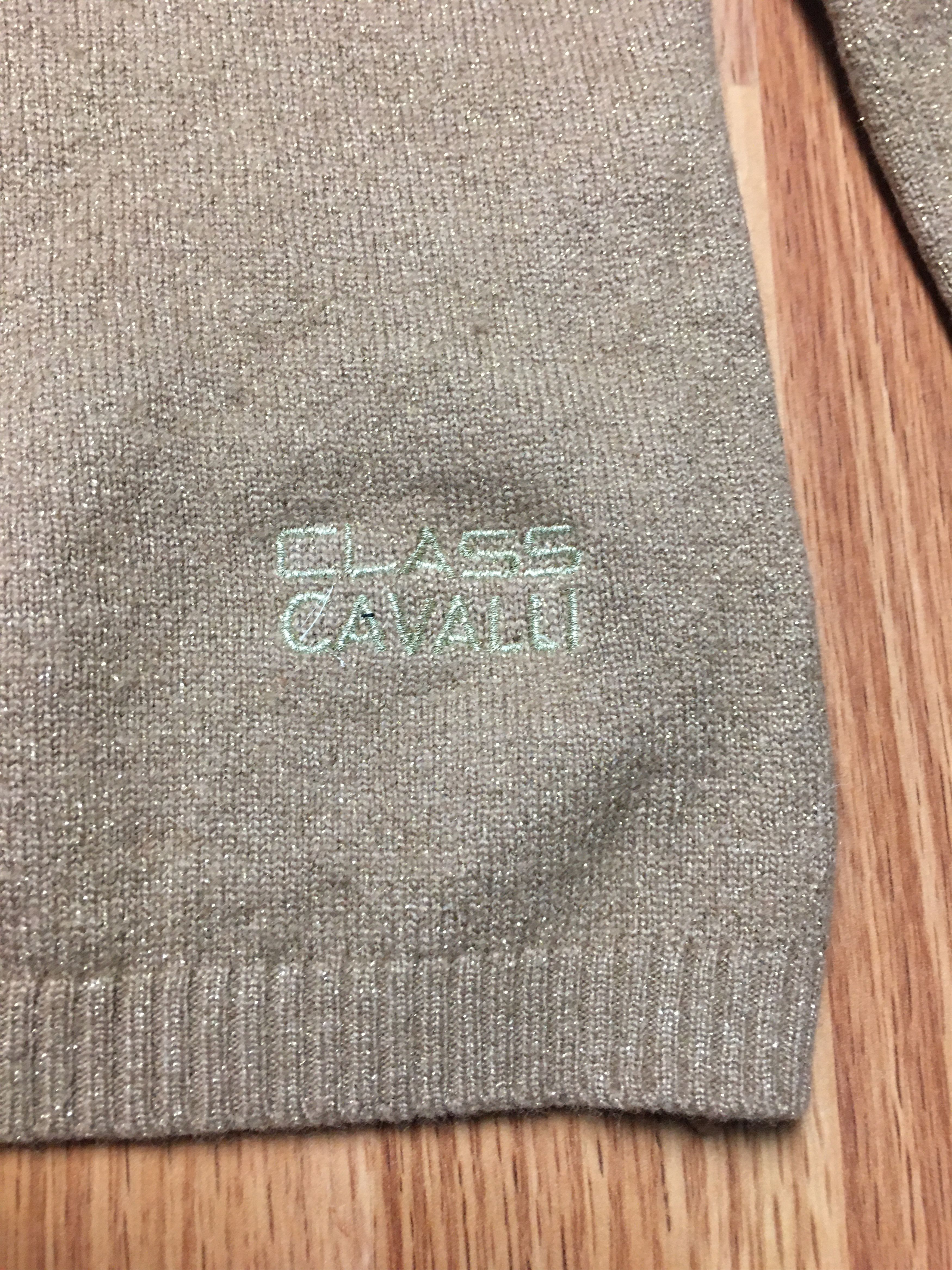 Roberto Cavalli Roberto Cavalli Class Gold V-Neck Sweater Size S / US 4 / IT 40 - 9 Thumbnail