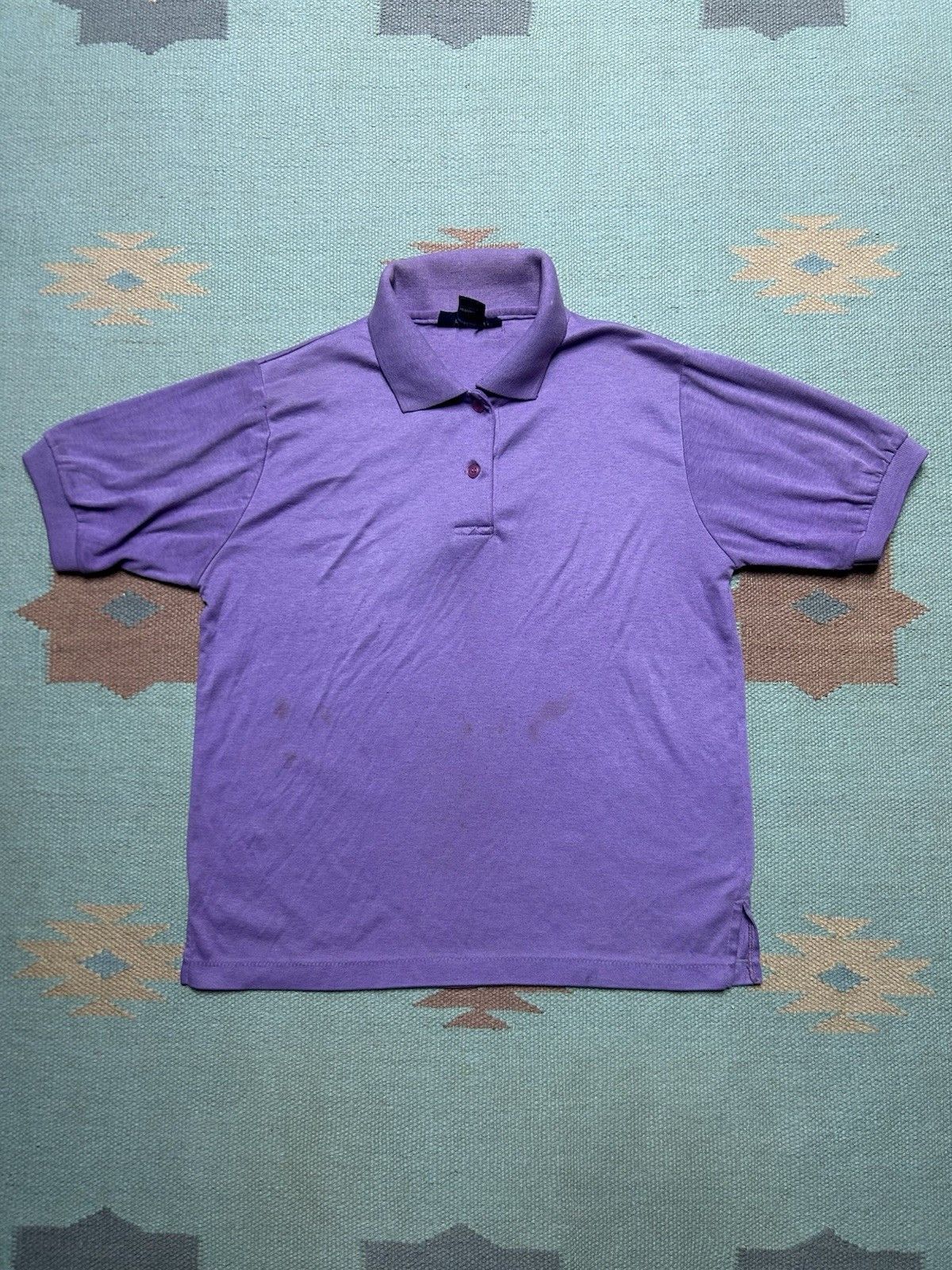 Vintage Vintage 80s polo shirt blank purple soft worn women’s large Size L / US 10 / IT 46 - 1 Thumbnail