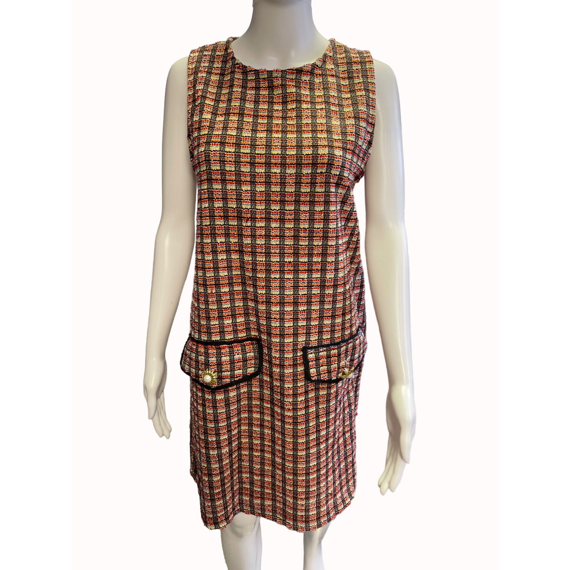 Zara Zara Women's Checkered Red Multi Dress Sleeveless/Knee Lengt Size L / US 10 / IT 46 - 1 Thumbnail