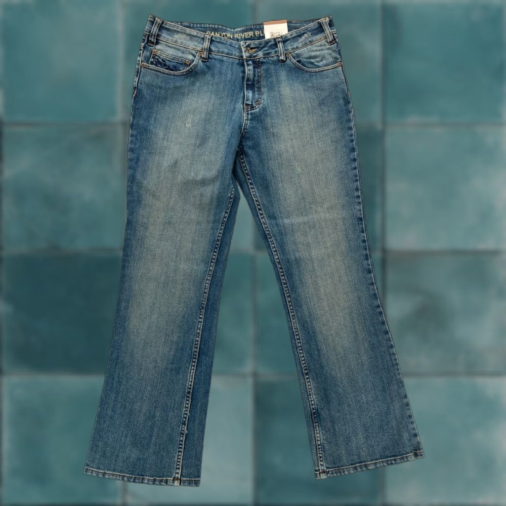 Vintage Canyon River Blues Bootcut Jeans Women's 12 Blue Denim Flap Pocket Embroidered Tailored Fit Size 34" / US 12 / IT 48 - 1 Thumbnail