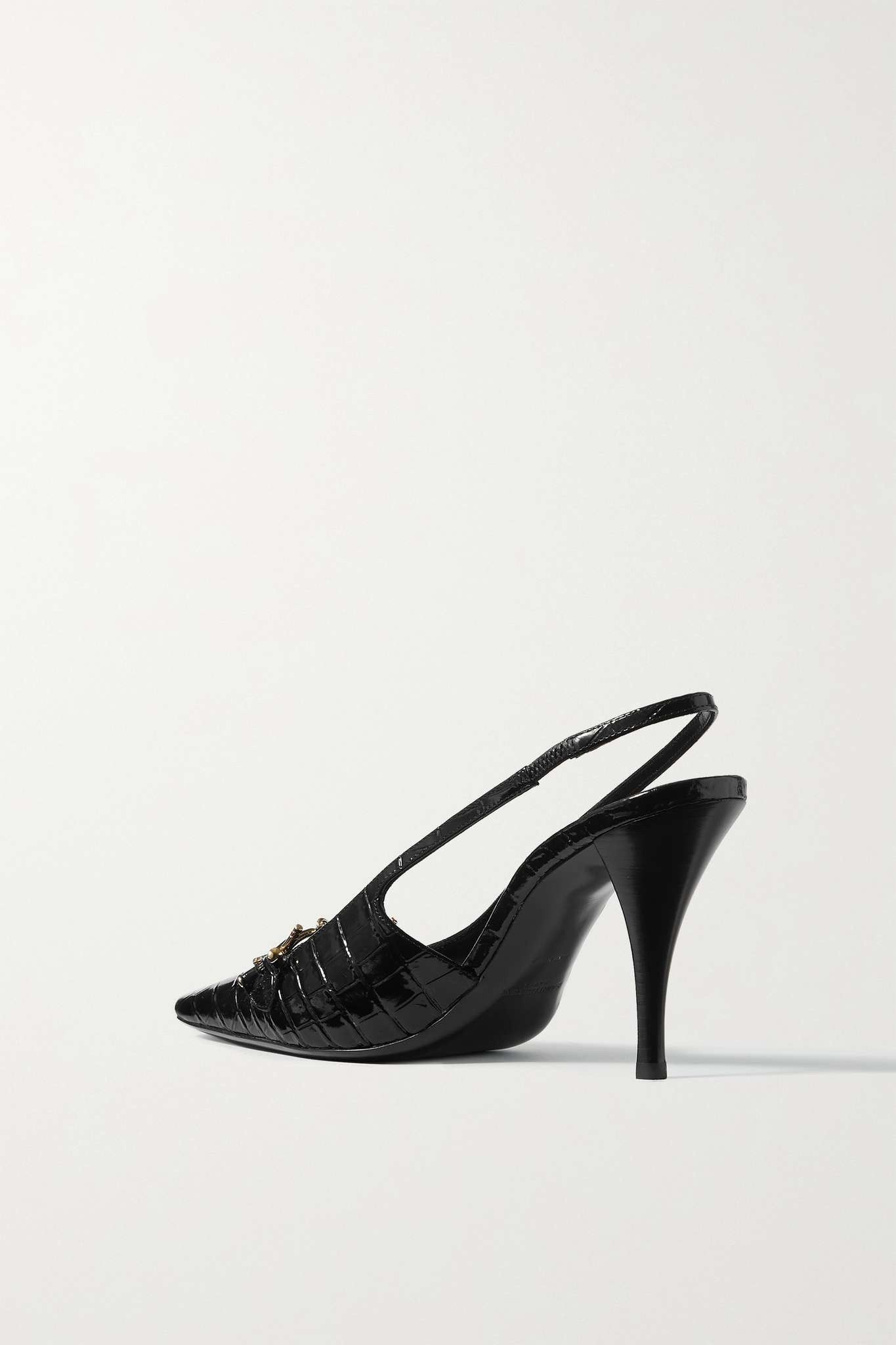Saint Laurent Paris o1s1wg110625 709169 Blade Slingback Pumps in Crocodile Size US 7 / IT 37 - 2 Thumbnail