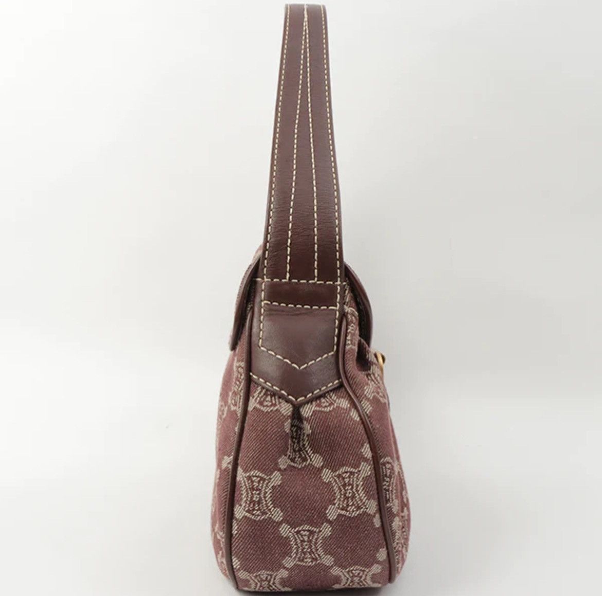 Celine Celine Macadam Pattern Logo Buckle Top Handle Bag Bordeaux Size ONE SIZE - 4 Thumbnail