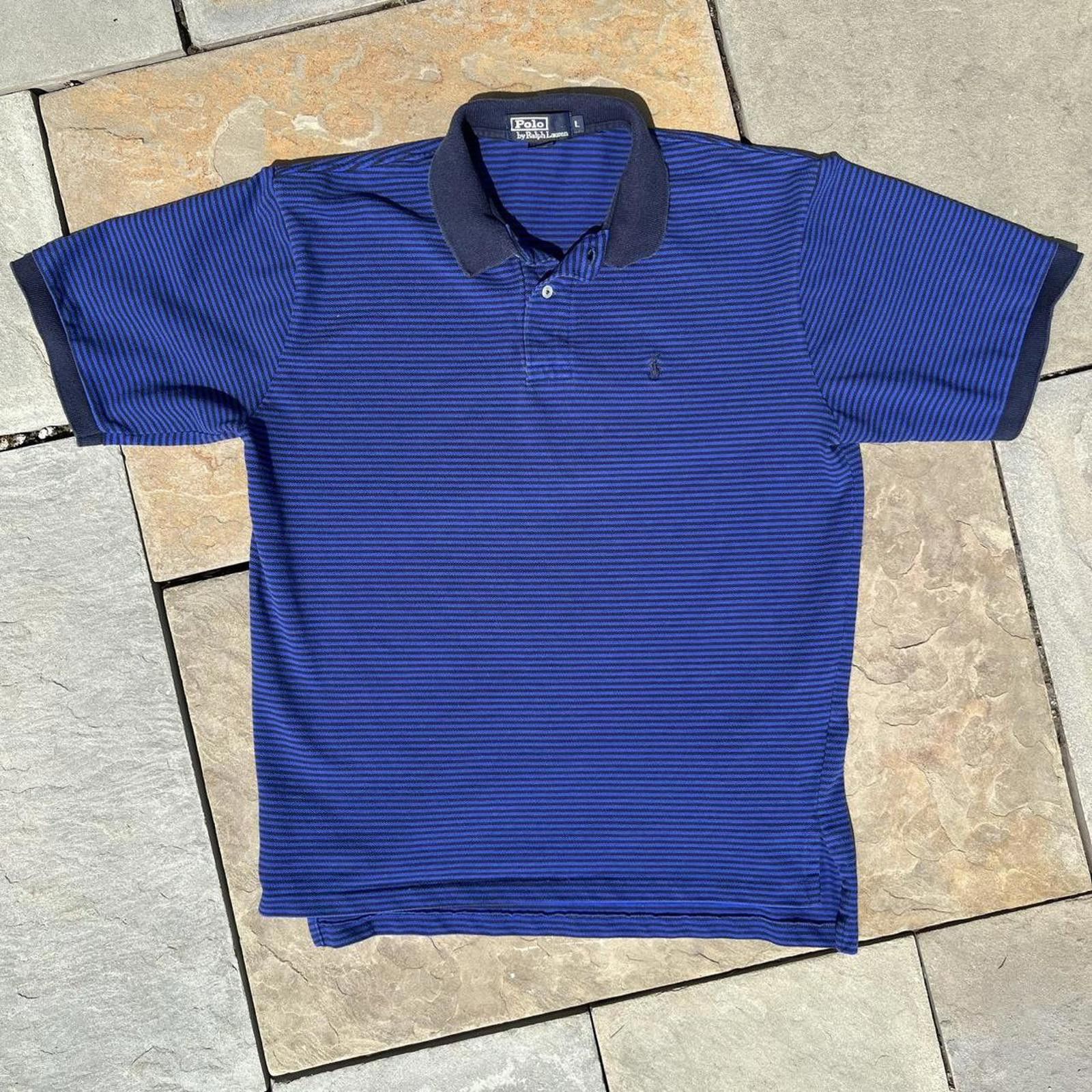 Polo Ralph Lauren Y2K Polo by Ralph Lauren Blue Navy Micro Stripe Pique Polo Size US L / EU 52-54 / 3 - 1 Thumbnail