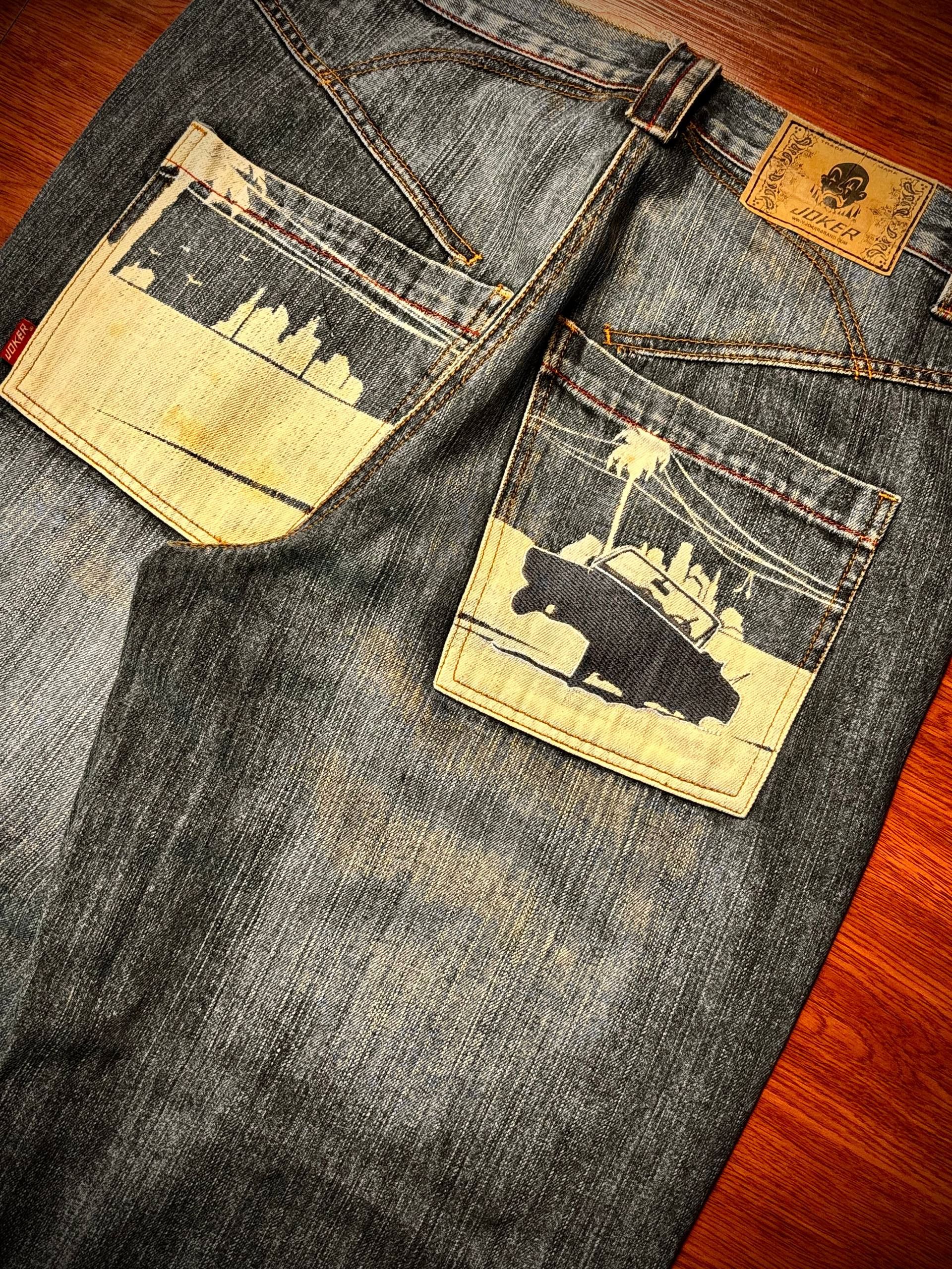 JNCO Vintage 00s Joker LA City Big Logo Back Hit Denim Pants Size US 36 / EU 52 - 2 Thumbnail