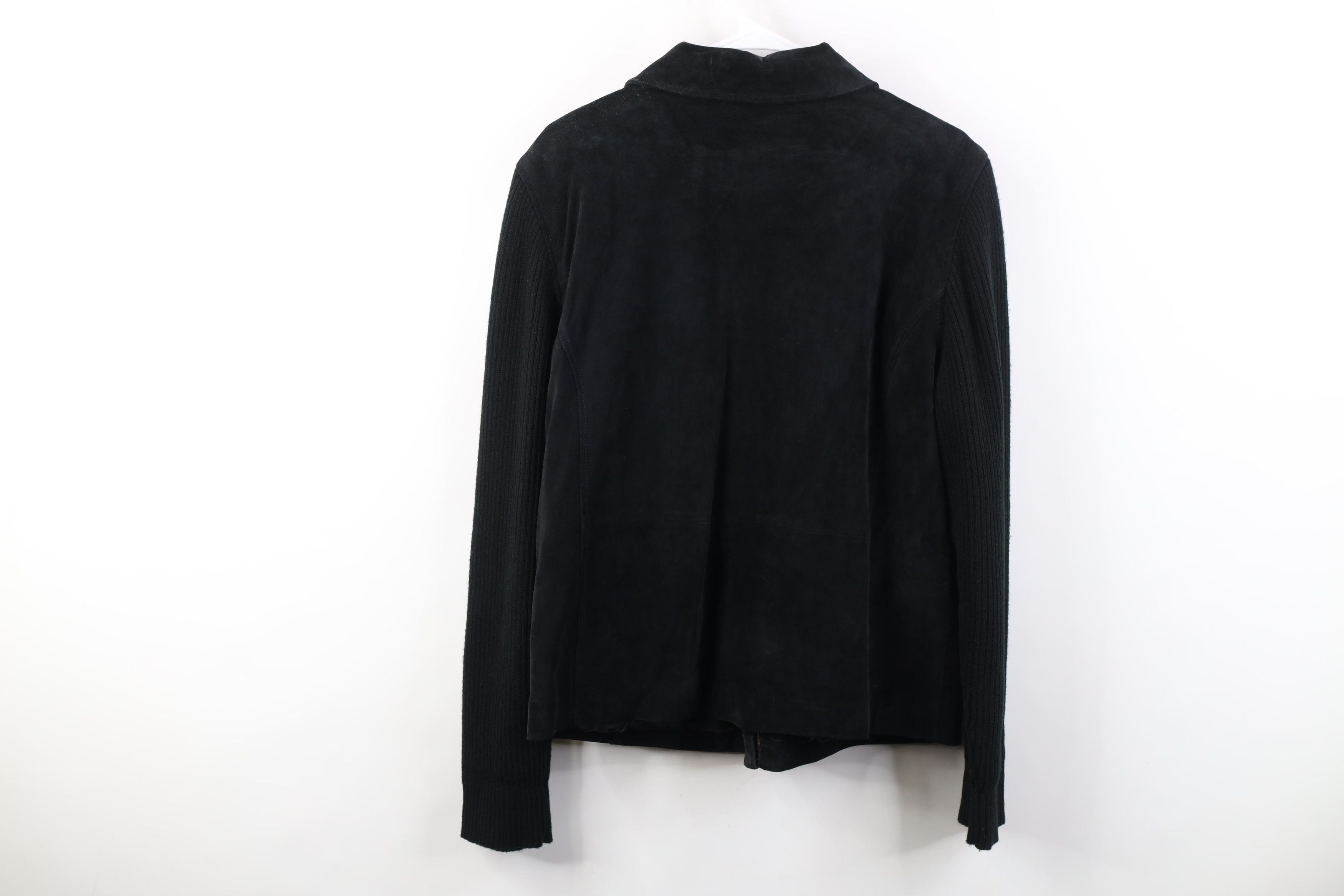 Vintage Vintage 90s Streetwear Leather Sweater Bomber Jacket Black Size XL / US 12-14 / IT 48-50 - 14 Thumbnail