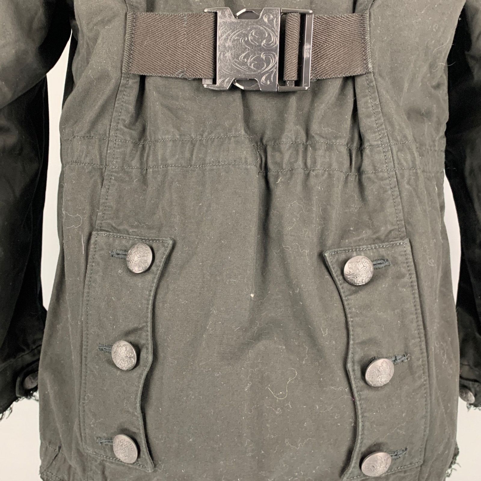 Christian Dada CHRISTIAN DADA 38 Size 38 Black Patch Cotton Military Jacket Size US M / EU 48-50 / 2 - 7 Thumbnail