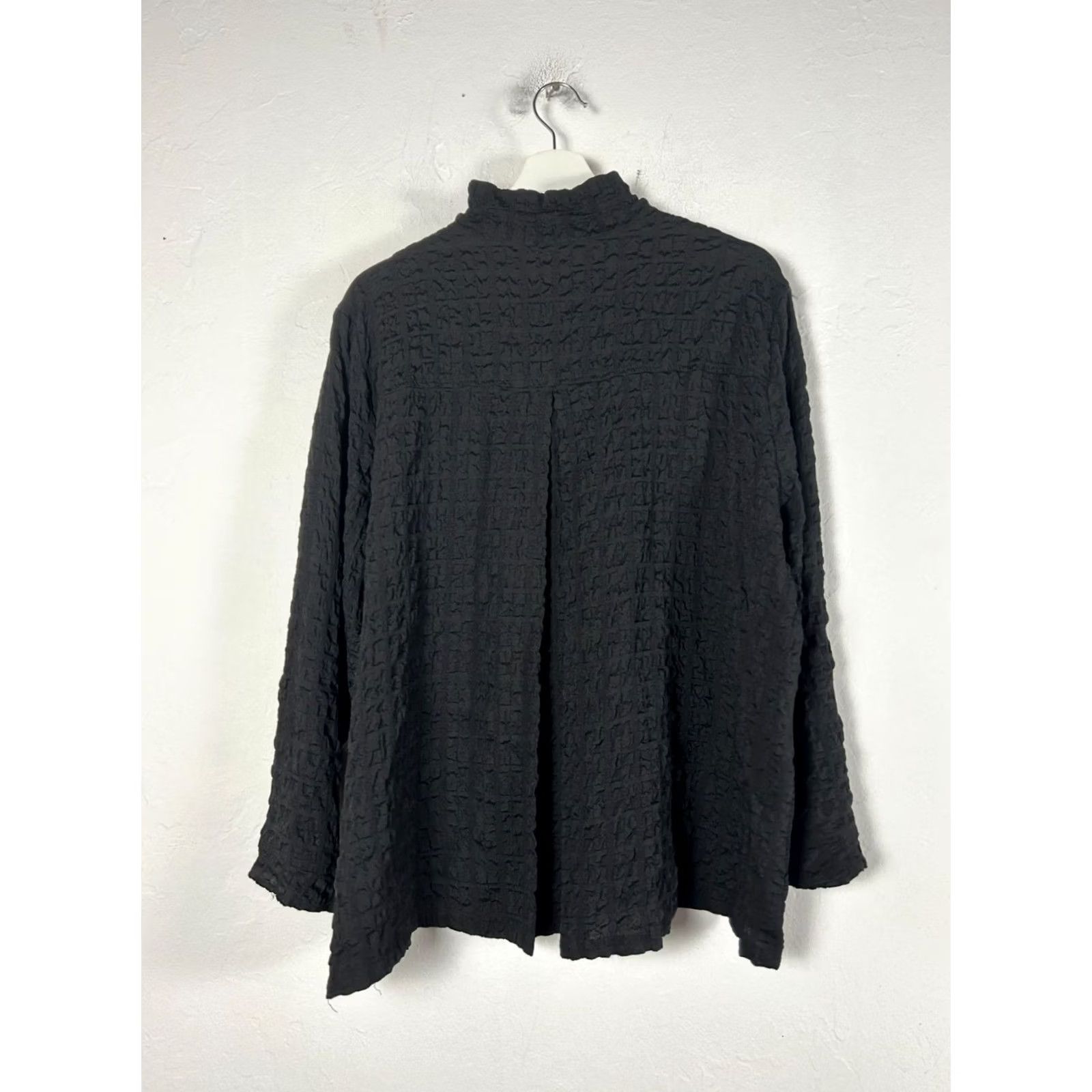 Habitat Habitat Womens Black Crinkle Textured Button Front Swing Jacket XL Lightweight Jacket Size XL / US 12-14 / IT 48-50 - 3 Thumbnail