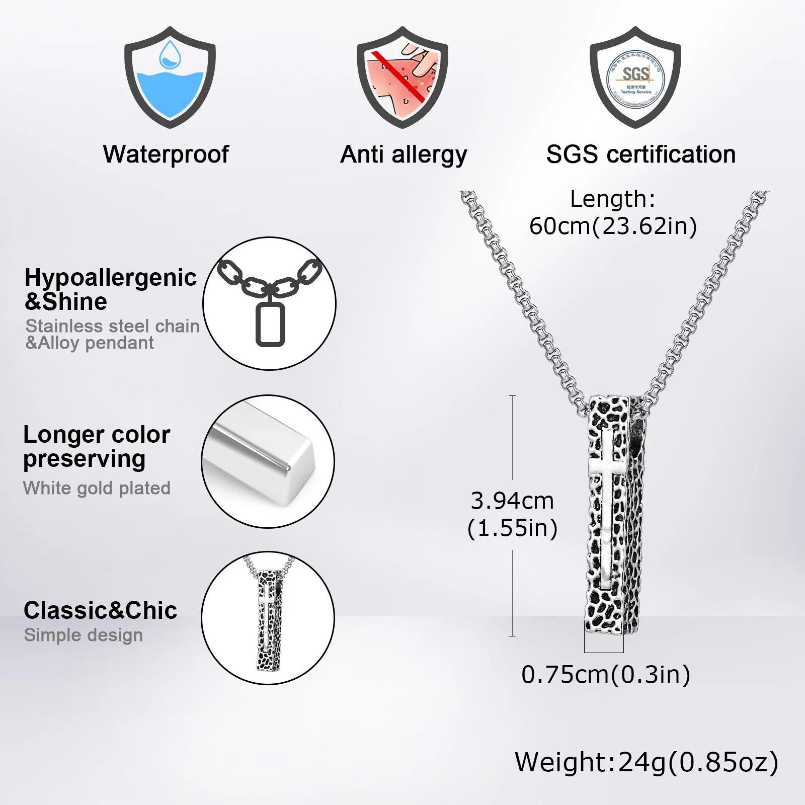 Jewelry Retro Vertical Bar Pendant Necklace Size ONE SIZE - 5 Thumbnail