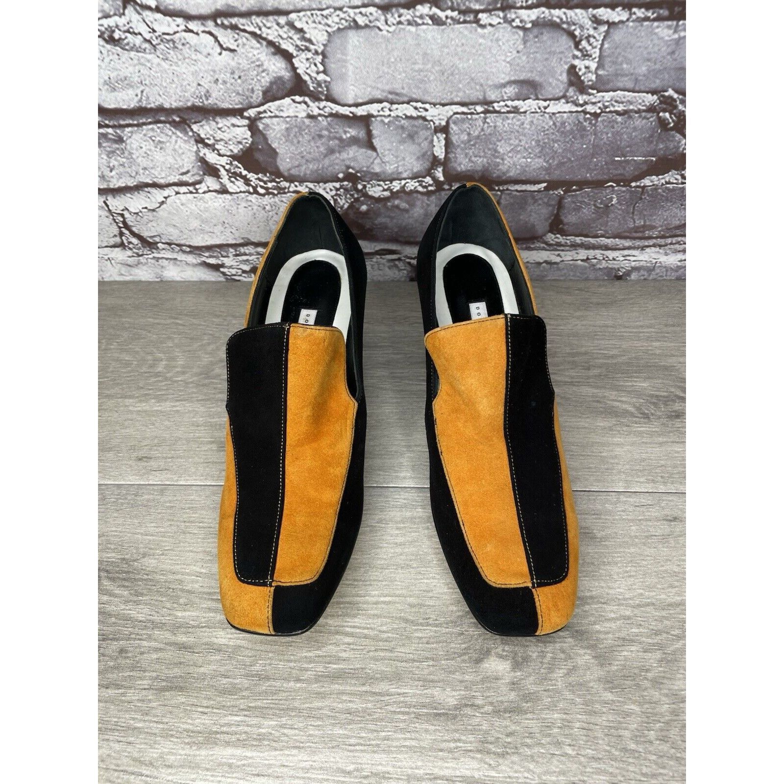 DORA TEYMUR DORATEYMUR Marigold Suede Black Leather Split Designer Mule Size US 7.5 / IT 37.5 - 23 Thumbnail
