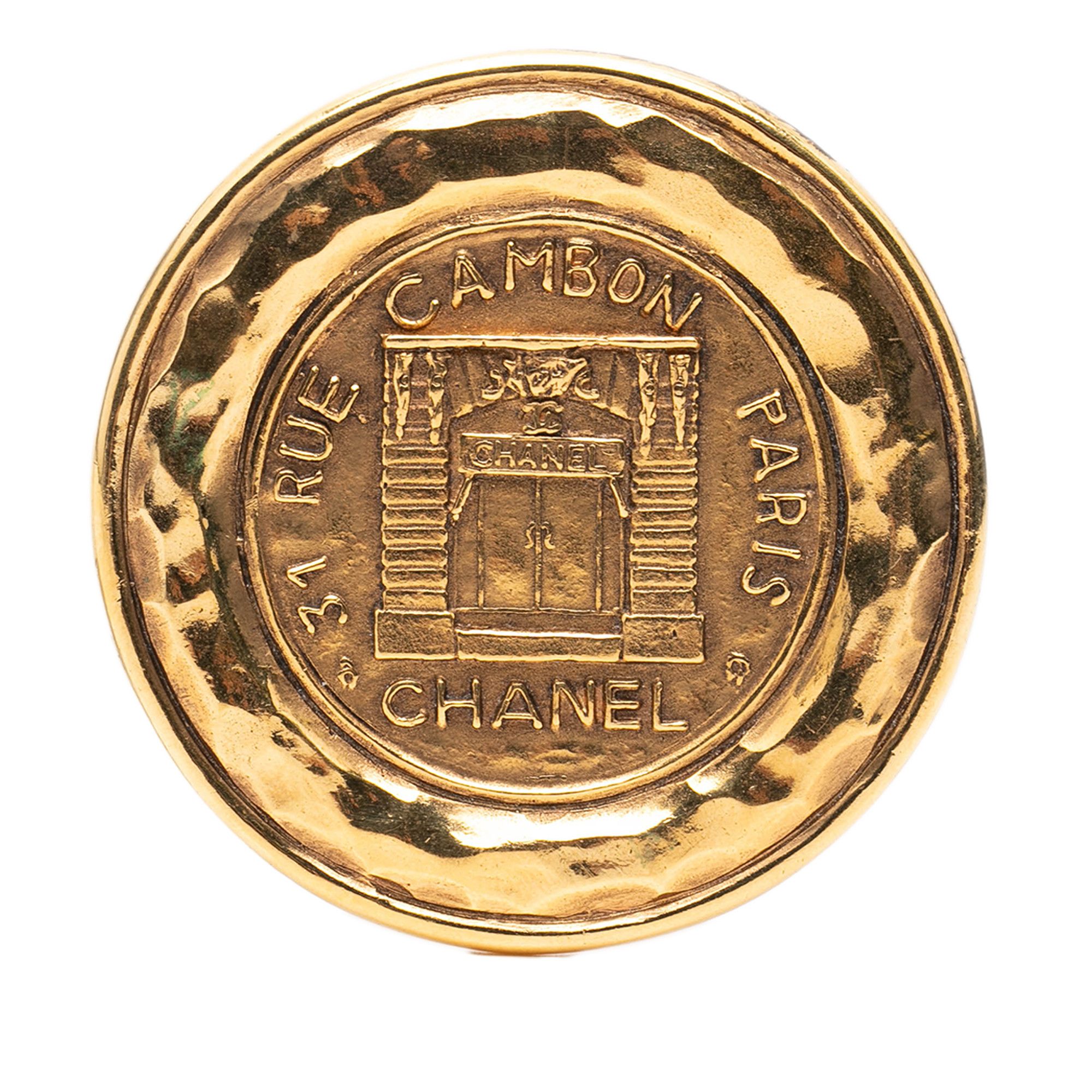 Chanel Chanel Gold Plated 31 Rue Cambon Round Brooch Size ONE SIZE - 1 Thumbnail