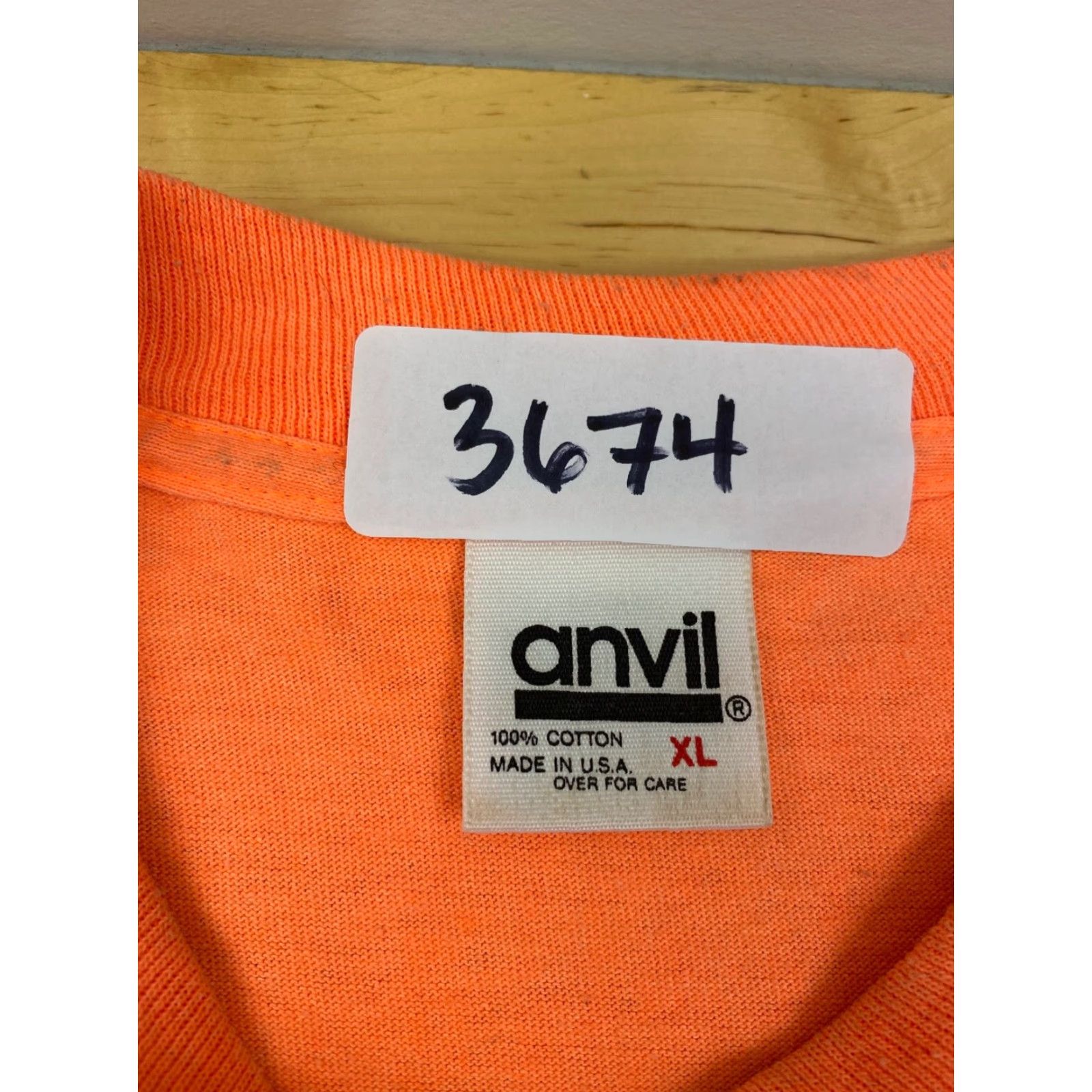 Anvil VINTAGE Anvil T-Shirt Orange Long Sleeve XL USA Shirt Men 3674 Size US XL / EU 56 / 4 - 5 Thumbnail