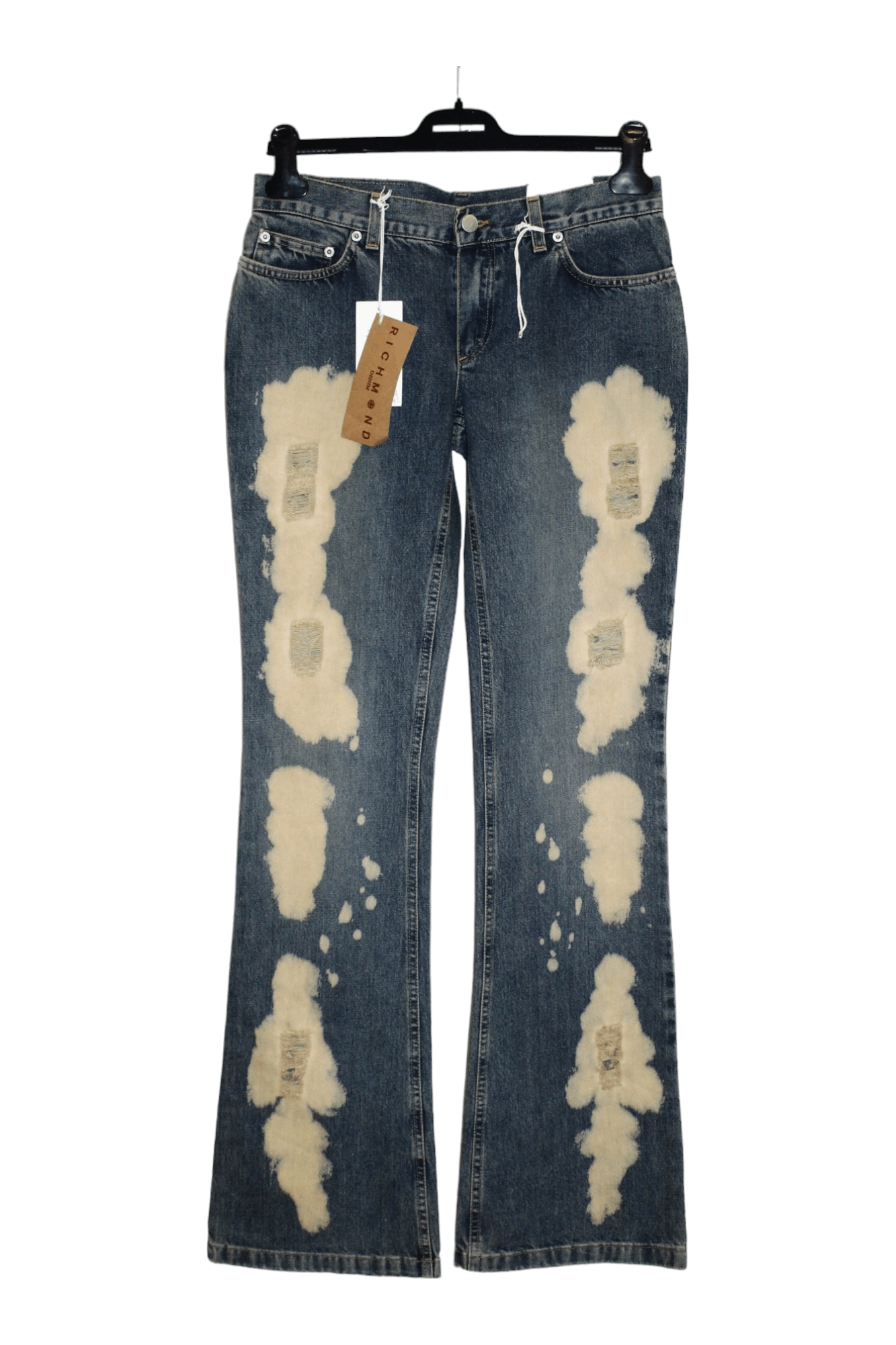 John Richmond Richmond Denim Bootcut Distressed Stonewashed Blue Jeans Size US 30 / EU 46 - 12 Thumbnail