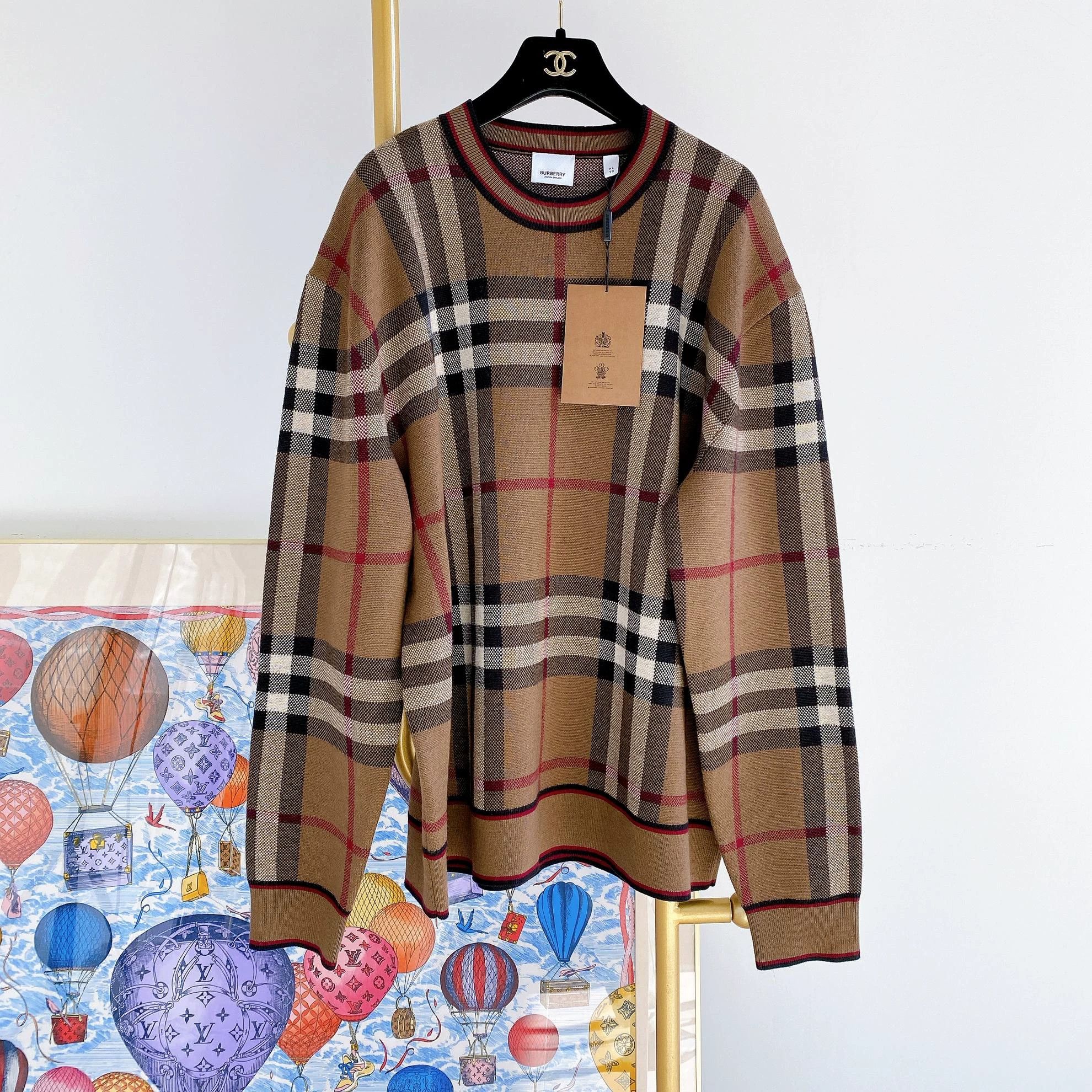 Burberry Burberry Khaki Check Knit Pullover XL Size US XL / EU 56 / 4 - 1 Thumbnail
