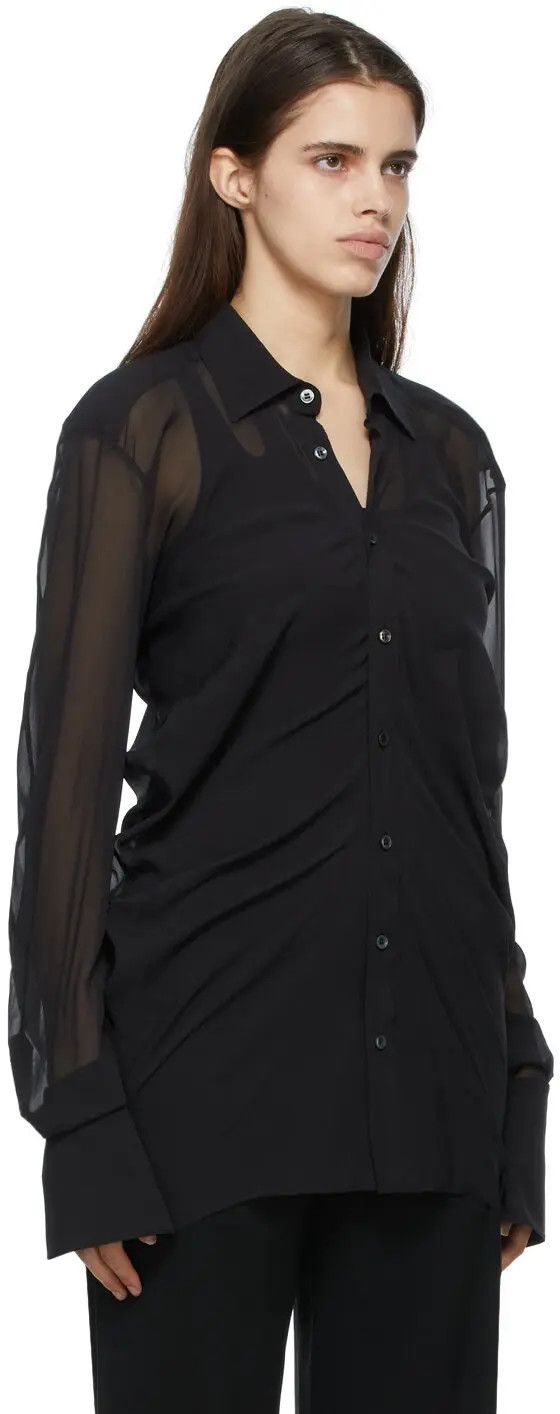 Maison Margiela o1y0625 Solid Color Shirt in Black Size XS / US 0-2 / IT 36-38 - 2 Thumbnail
