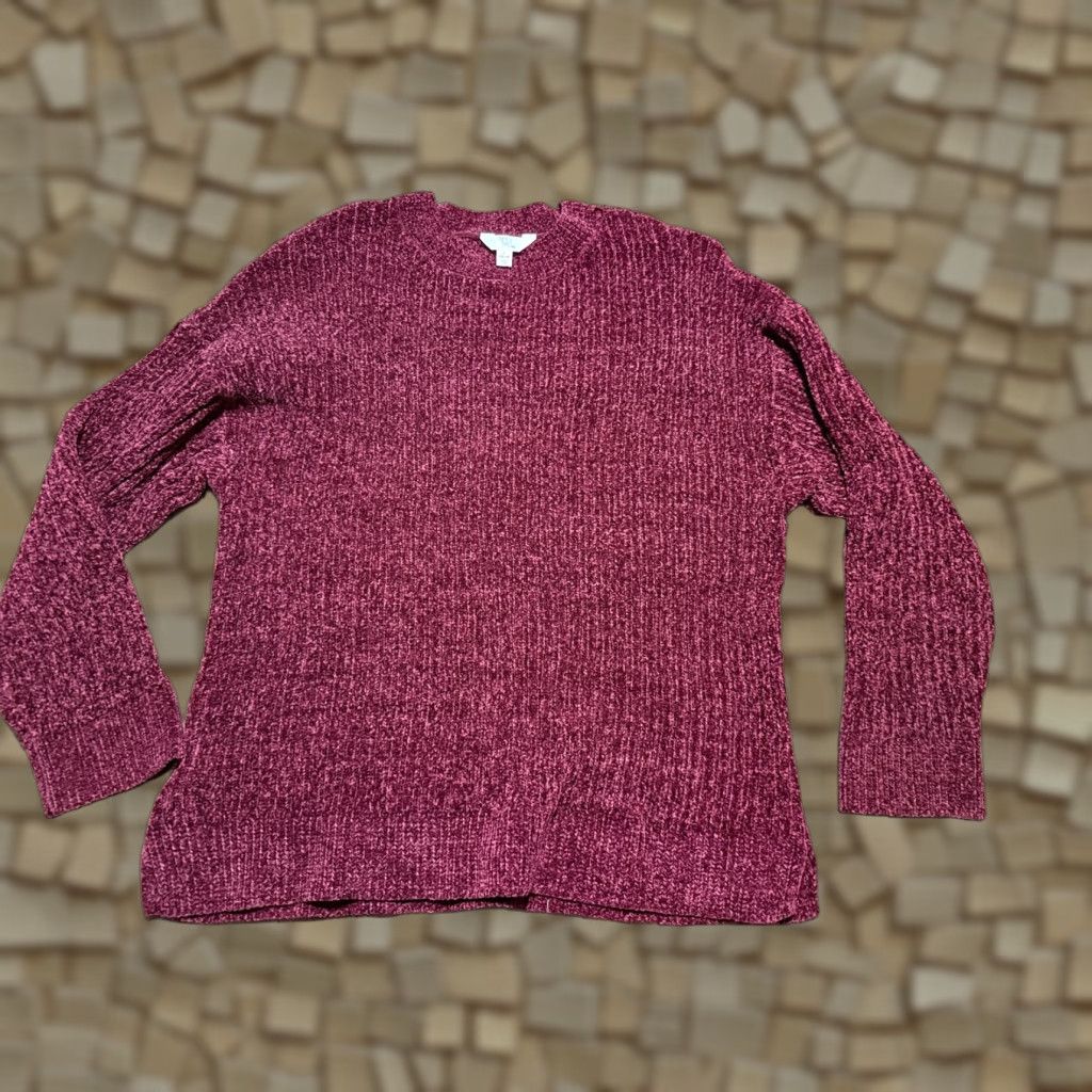 Vintage Time & Tru Sweater Women's Large Purple Crewneck Knit Pullover Size L / US 10 / IT 46 - 1 Thumbnail