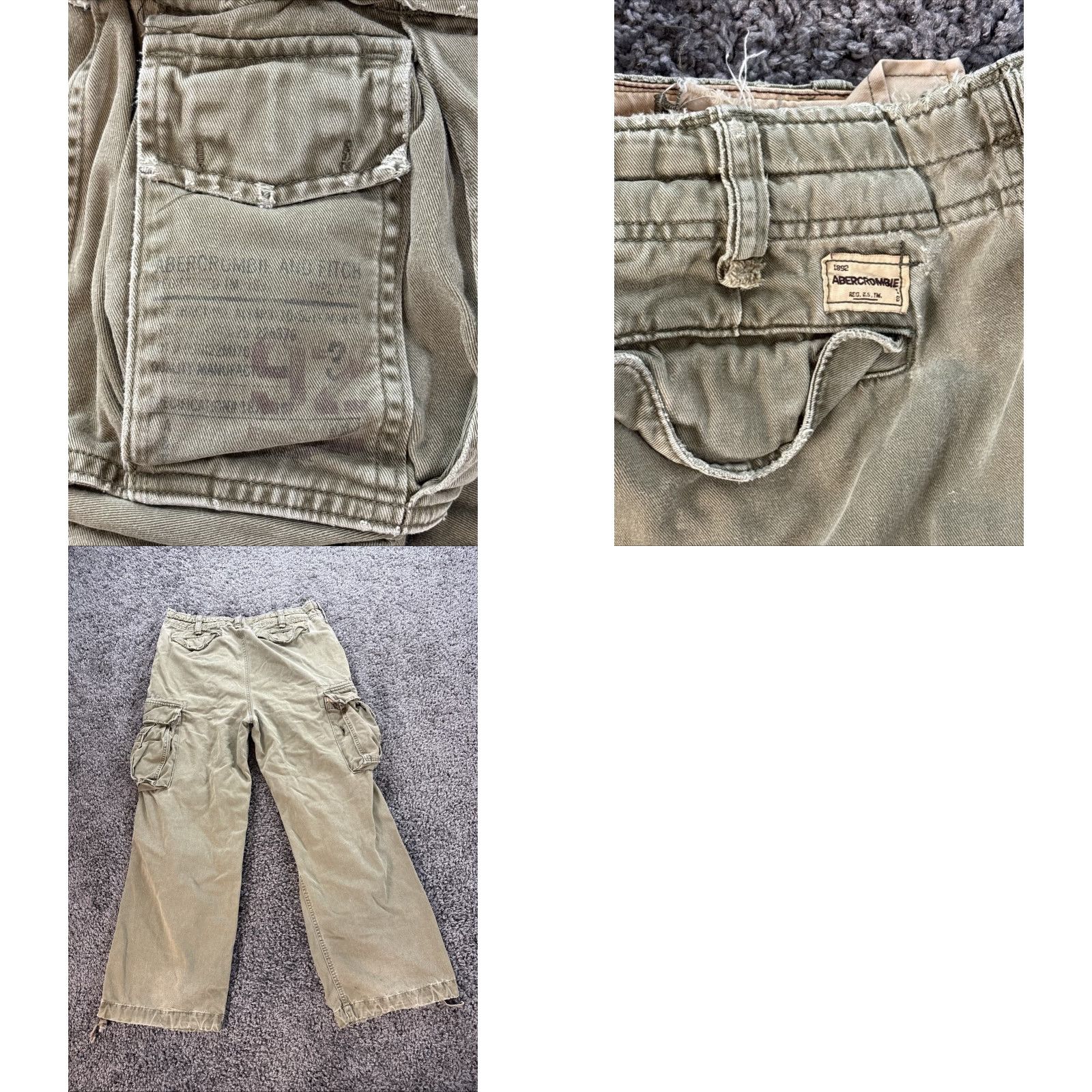 Abercrombie & Fitch VINTAGE Abercrombie & Fitch Paratrooper Pants Mens 36x29 Cargo Military Baggy Pants Green 90s Army Workwear Mens Size US 36 / EU 52 - 8 Thumbnail
