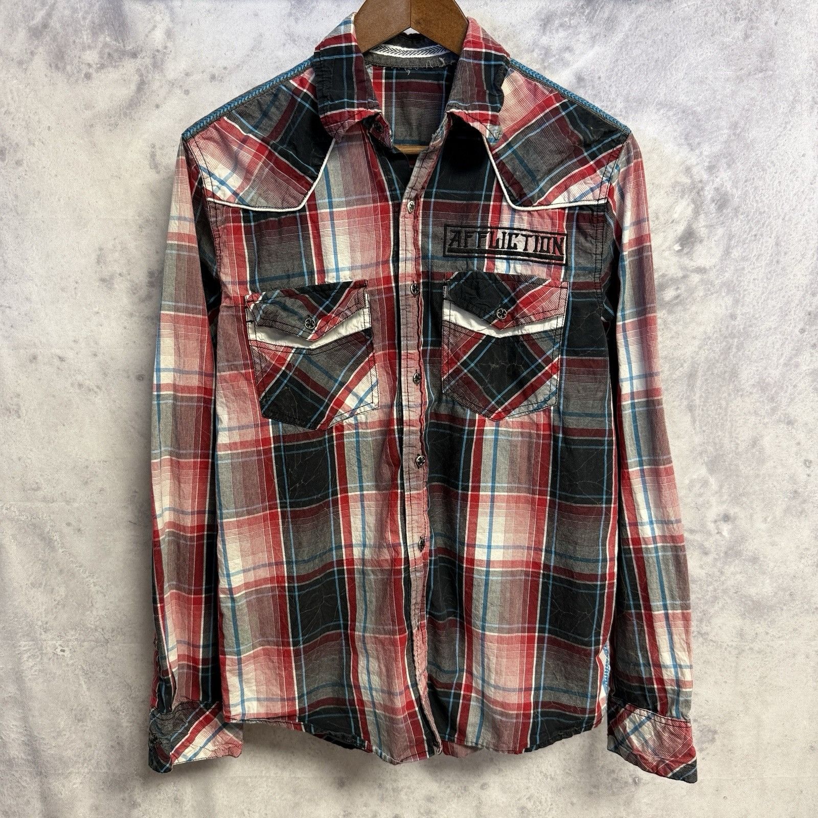 Affliction Affliction Button Up Shirt Mens Medium Red Plaid Long Sleeve Size US M / EU 48-50 / 2 - 1 Thumbnail
