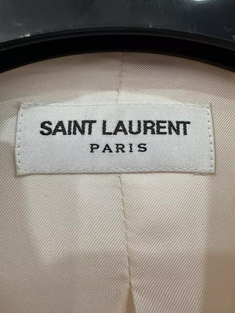 Yves Saint Laurent YSL White Silk Satin Women's Blazer-2506 Size US M / EU 48-50 / 2 - 4 Thumbnail