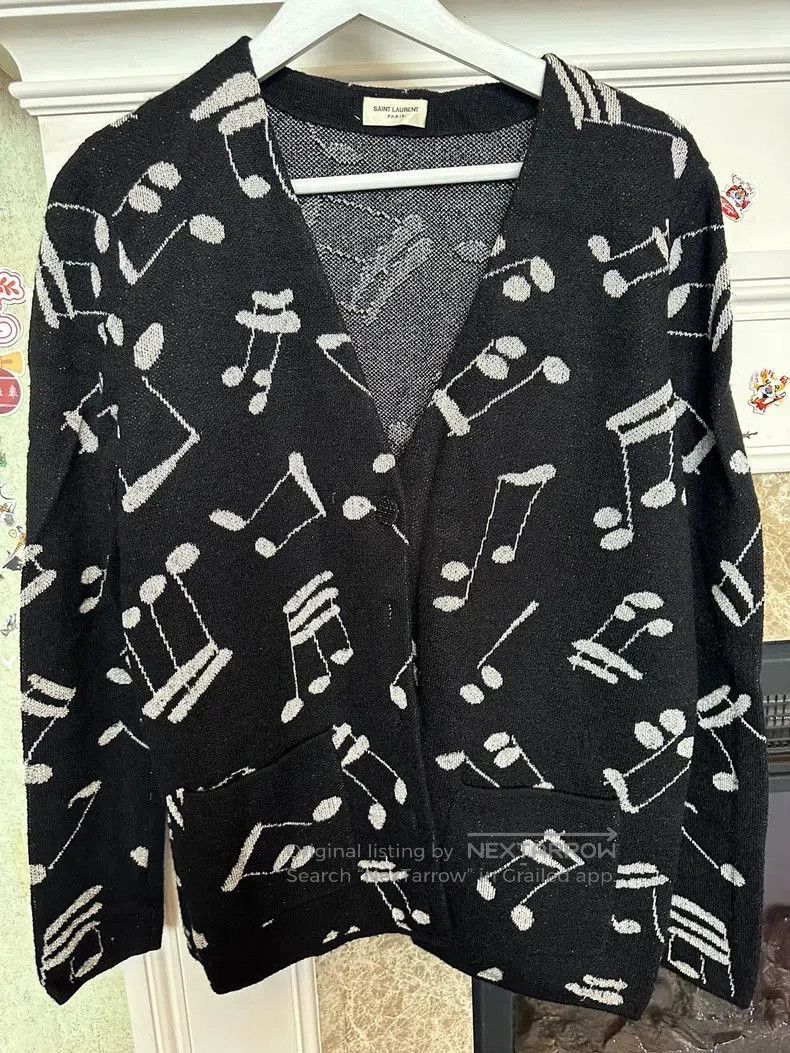 Saint Laurent Paris Saint Laurent Music Note Cardigan Sweater. Size US XS / EU 42 / 0 - 1 Thumbnail