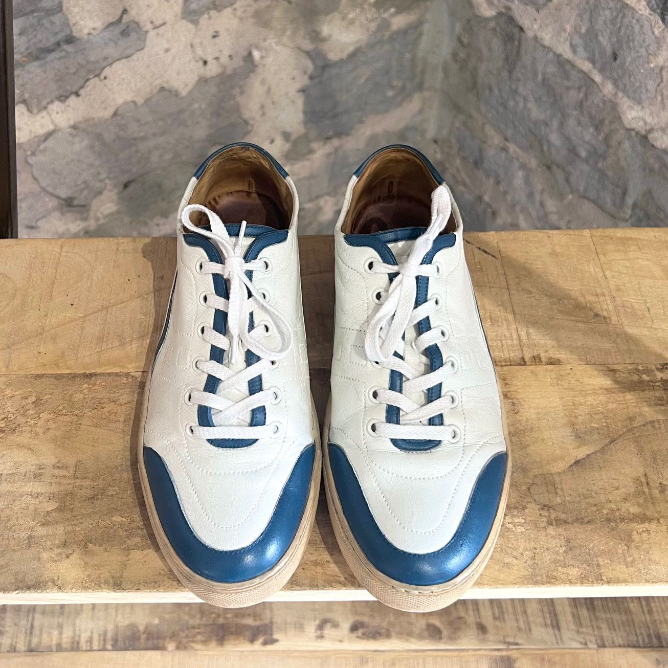 Hermes Hermès White Leather Blue Accent H Low-top Sneakers Size US 8 / EU 41 - 4 Thumbnail