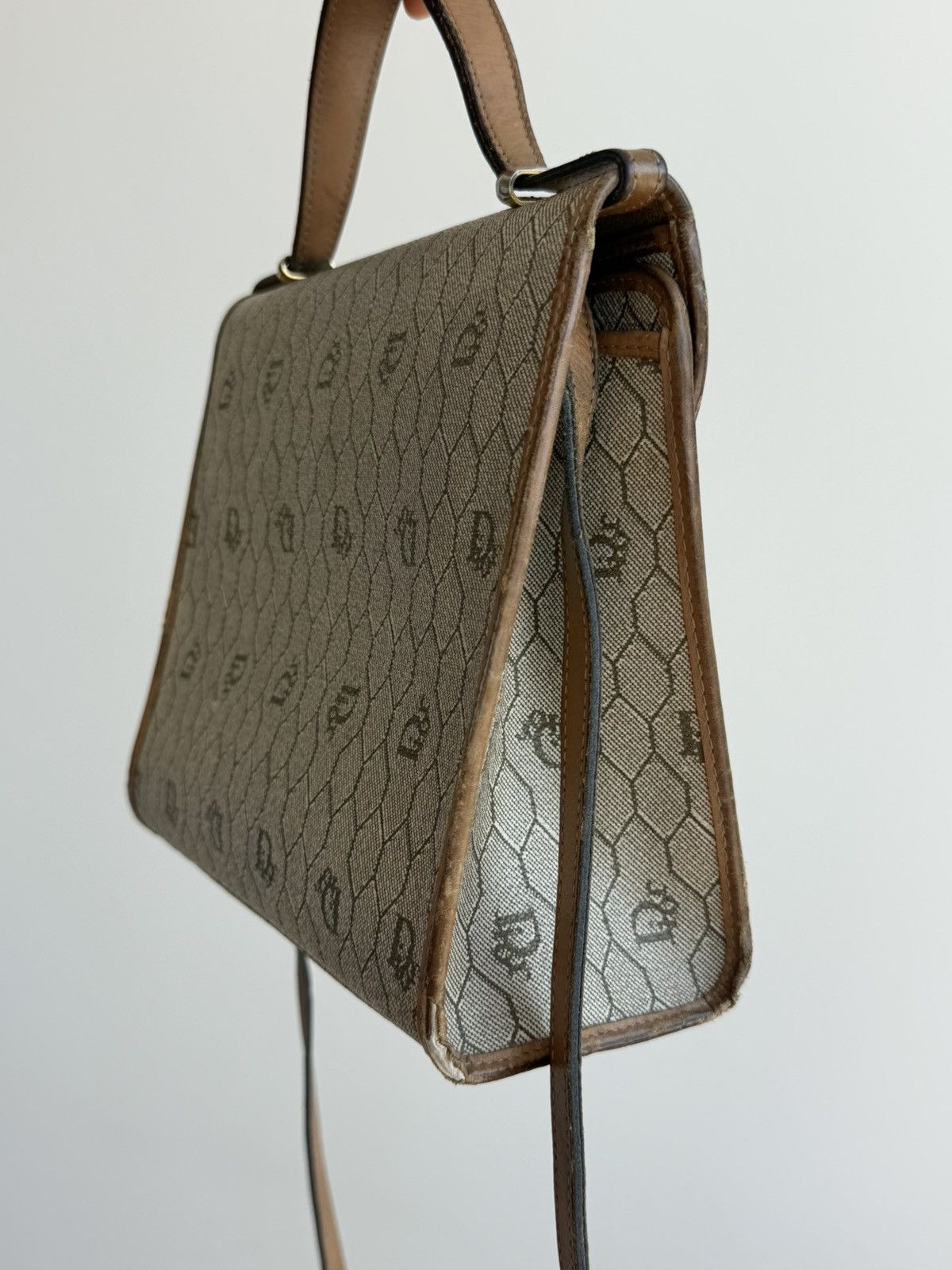Dior Christian Dior France Vintage Honeycomb Canvas Leather Bag Size ONE SIZE - 13 Thumbnail