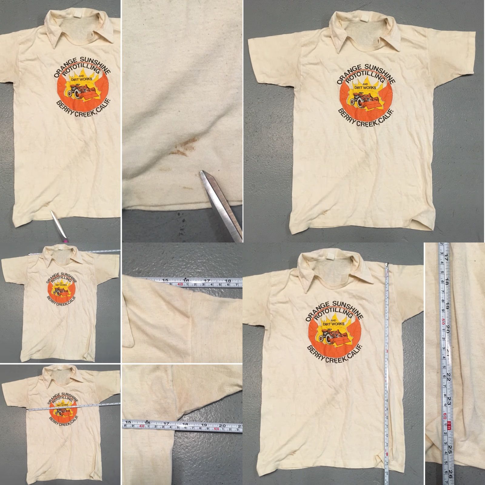 Vintage VINTAGE Orange Sunshine Rototilling And Dirt Works Berry Creek Calif Shirt L Ivory Polo Rugby Short Sleeve Mens/Womens? Size US L / EU 52-54 / 3 - 8 Thumbnail