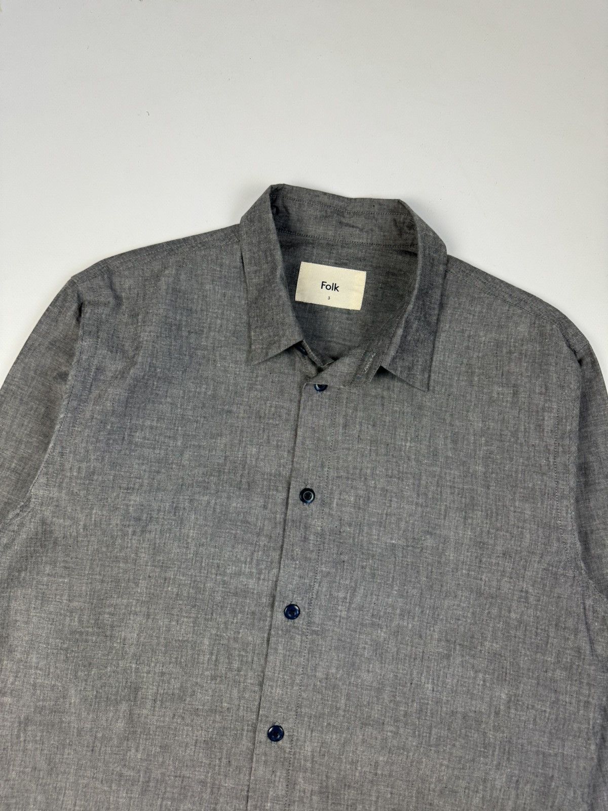 Folk FOLK Grey Cotton Button Down Long Sleeve Shirt Size US M / EU 48-50 / 2 - 5 Thumbnail
