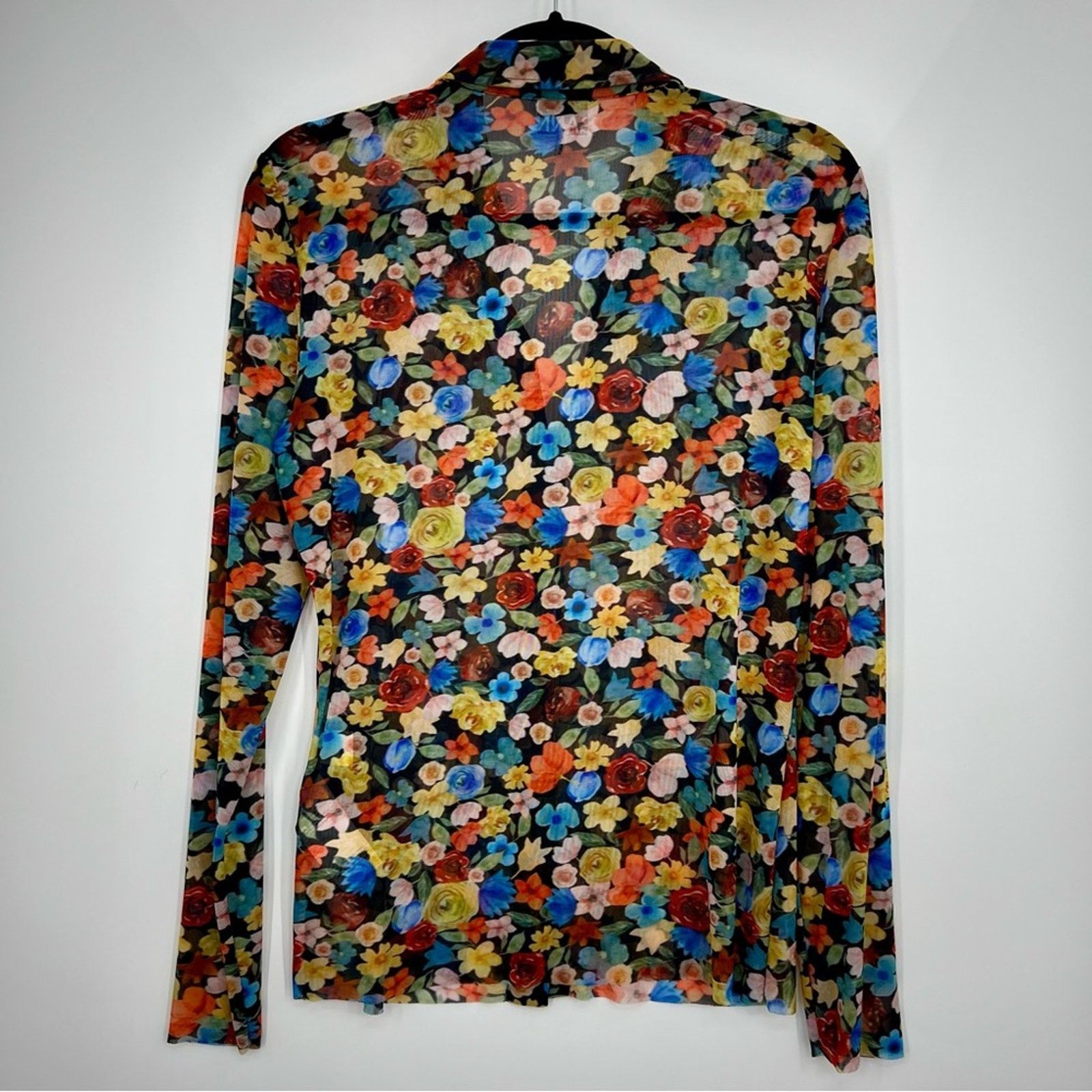 Ganni Ganni Floral Printed Mesh Button Up Long Sleeve Shirt 38 Size M / US 6-8 / IT 42-44 - 6 Thumbnail