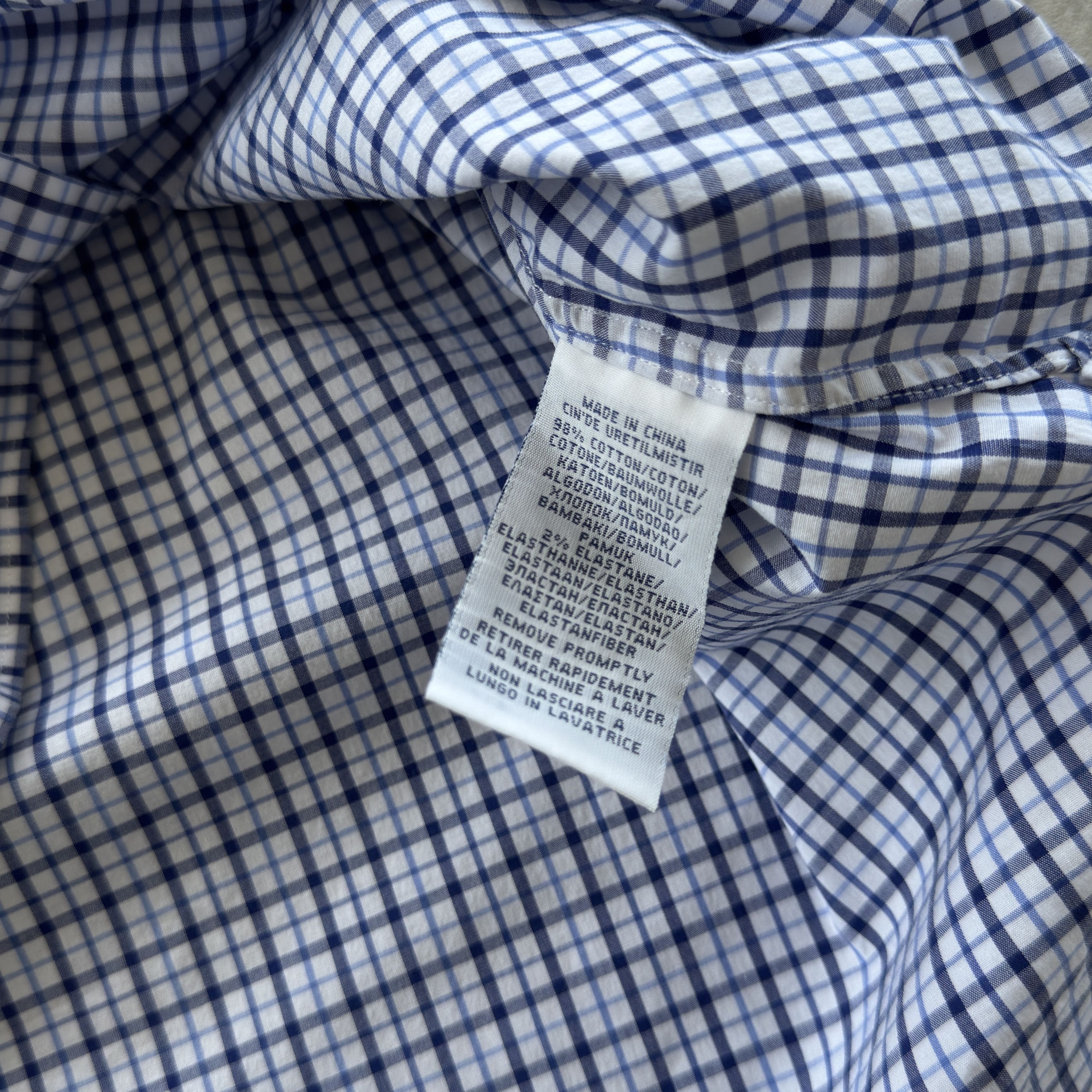Polo Ralph Lauren Polo Ralph Lauren Blue White Check Stretch Poplin Shirt L Size US L / EU 52-54 / 3 - 6 Thumbnail