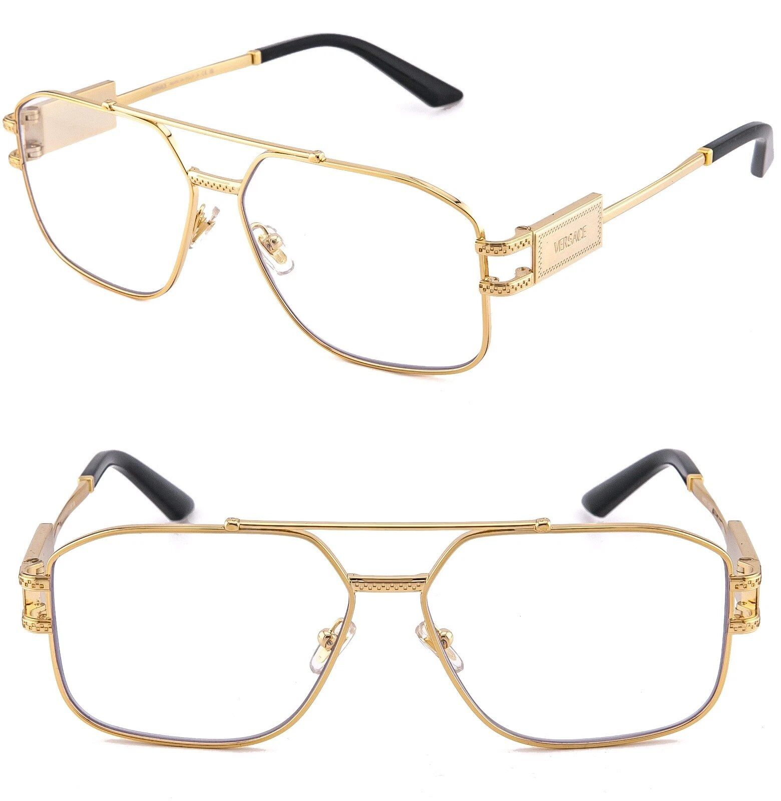 Versace VERSACE VE1302 1302 Gold Aviator Eyeglasses Optical Frame Size ONE SIZE - 1 Thumbnail