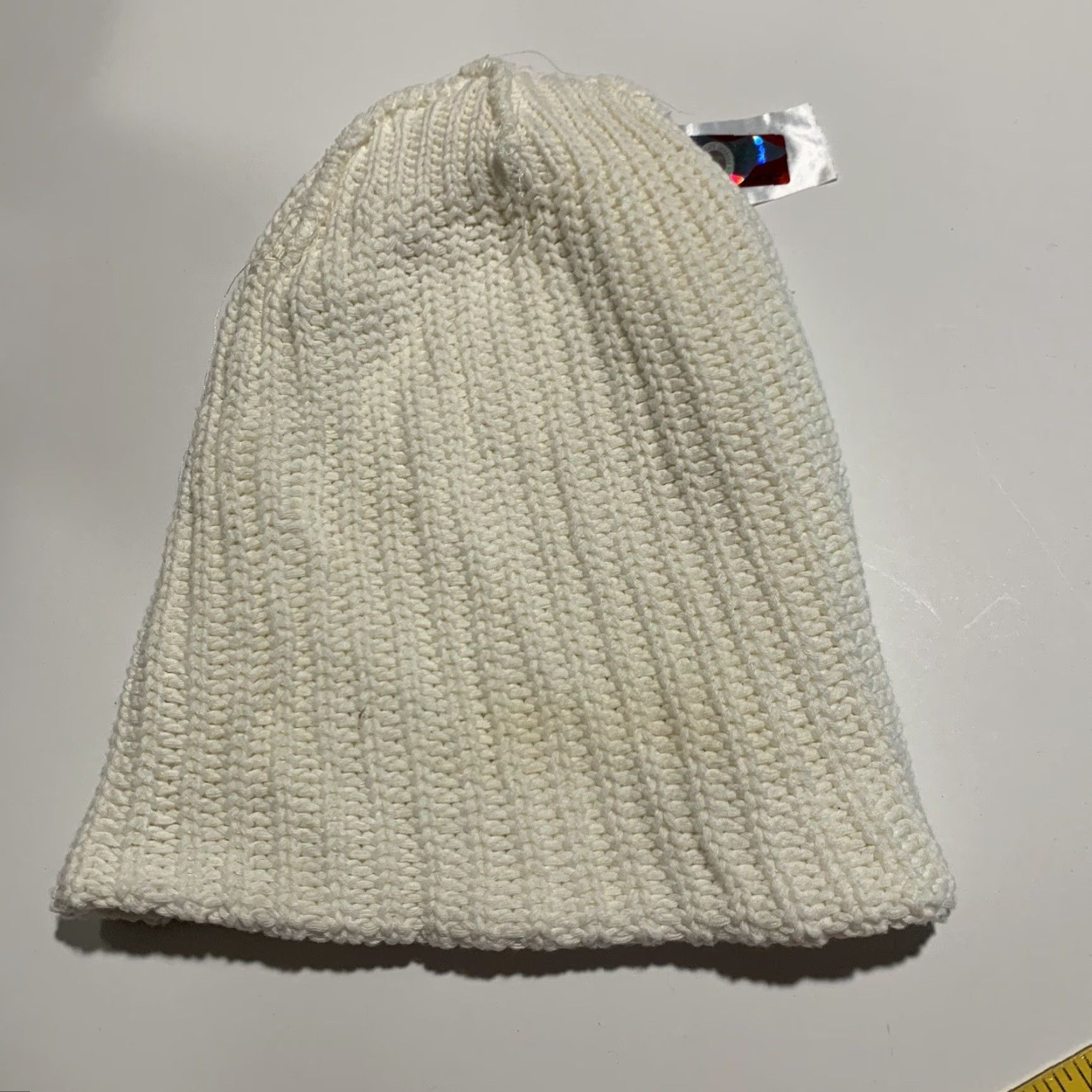 Vintage Love Your Melon Beanie White One Size Unisex Knit Winter Hat Adult Accents Embroidered Casual Travel Size ONE SIZE - 5 Thumbnail