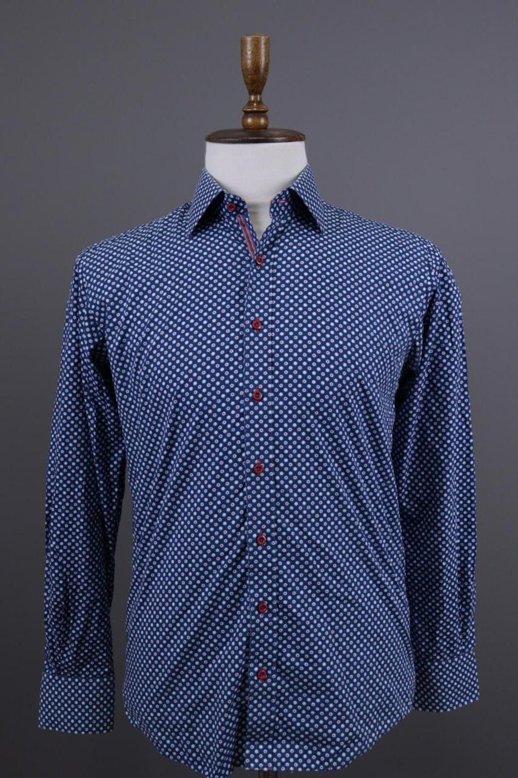 Designer CLAUDIO LUGLI Blue Dotted Button Down Shirt Size M Size US M / EU 48-50 / 2 - 3 Thumbnail