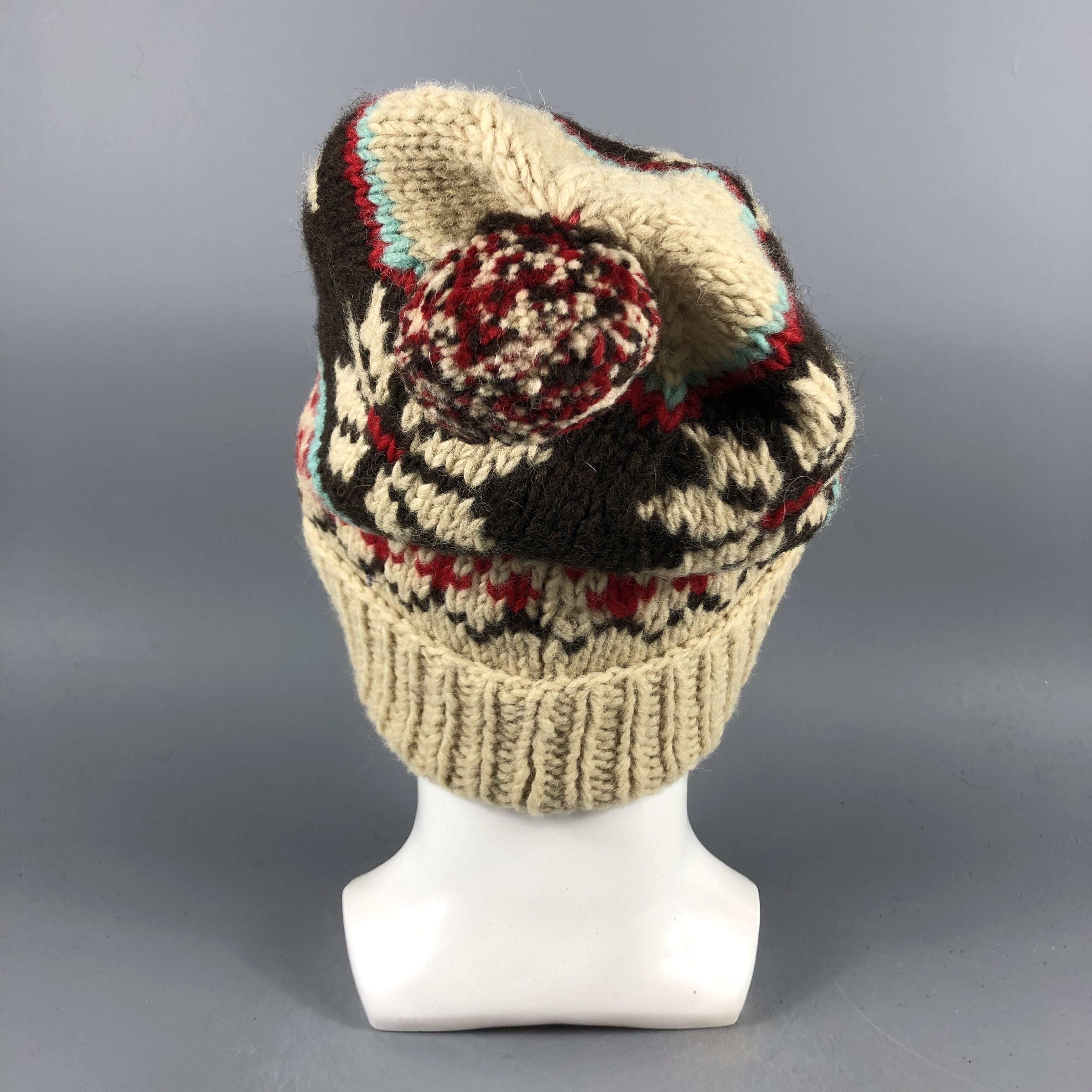 Vintage Fair Isle Freedom Knit Beanie Snow Hat Snow Cap -D1104 Size ONE SIZE - 3 Thumbnail