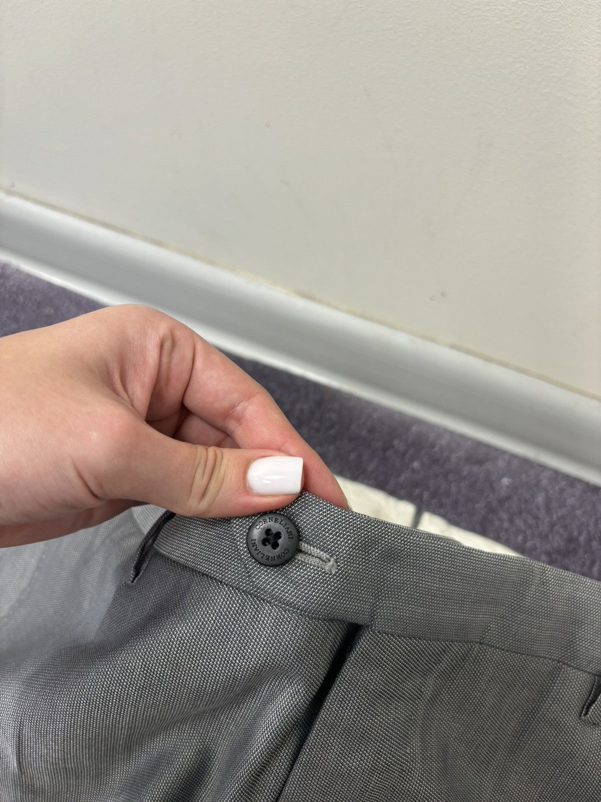 Corneliani Corneliani Men’s Birdseye Pattern Gray Wool Silk Dress Pants Size US 36 / EU 52 - 8 Thumbnail