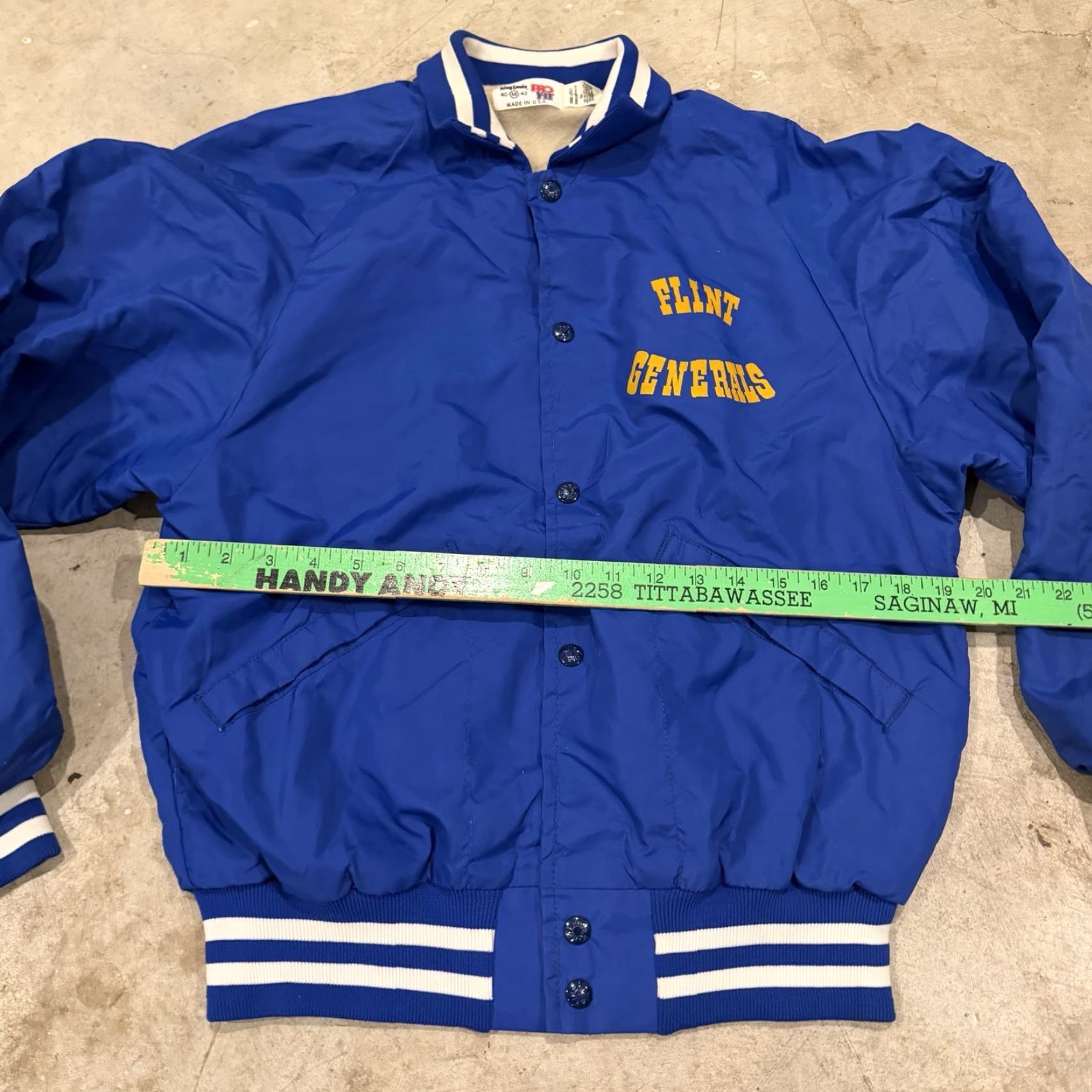 Vintage VINTAGE King Louie 80s Flint Generals Snap Jacket Bomber Jacket Nylon Blue Mens Medium Size US M / EU 48-50 / 2 - 5 Thumbnail