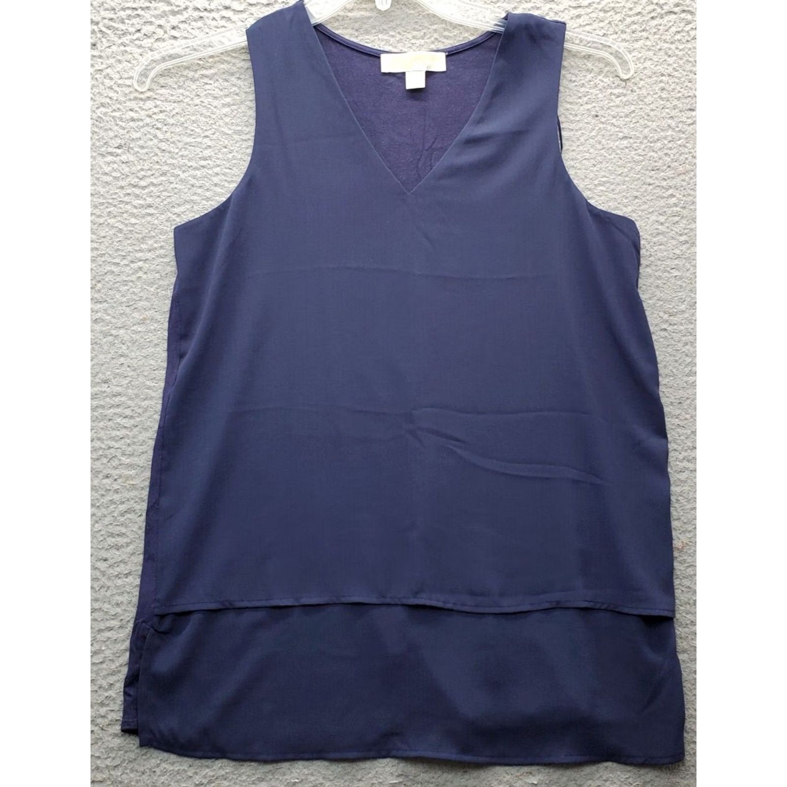 Michael Kors Michael Kors Blouse Womens S Navy Stretch Sleeveless Deep V Neck Long 26.5 Length Capsule Tunic Shirt Size S / US 4 / IT 40 - 2 Thumbnail
