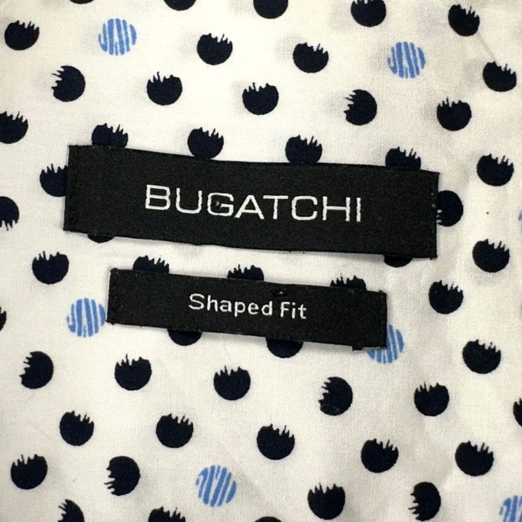 BUGATCHI VINTAGE Bugatchi Button Up Shirt Mens XL Snow White Black Polka Dot Shaped Fit Casual Size US XL / EU 56 / 4 - 4 Thumbnail