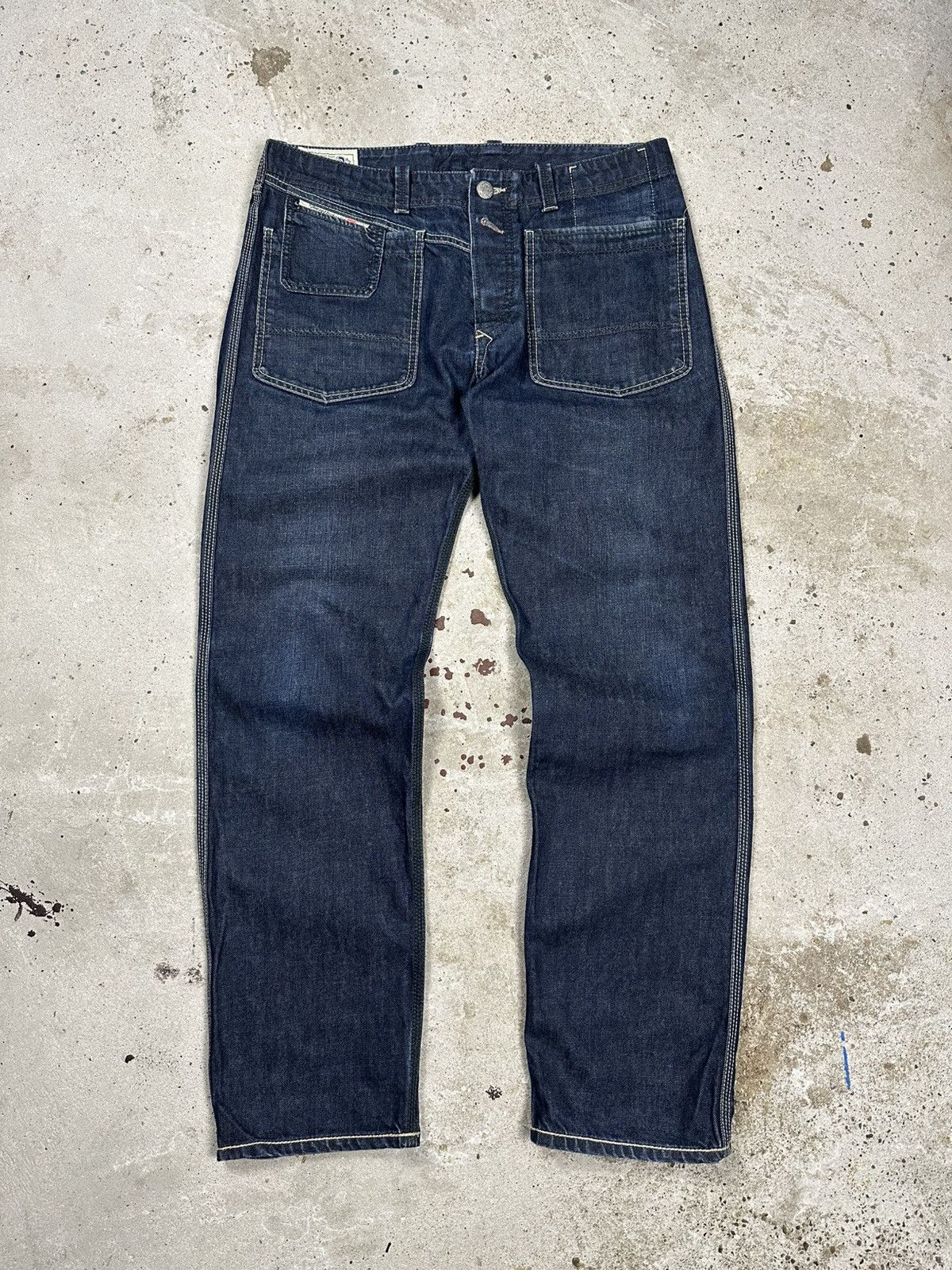 Diesel Vintage Y2K Diesel Big Pockets Navy Jeans Denim Pants Size US 33 - 1 Thumbnail